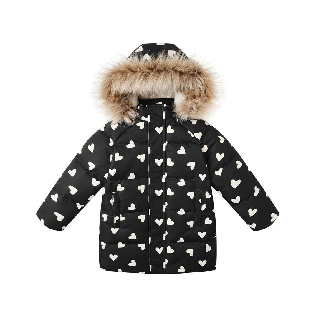 Rylee and Cru Hearts Long Down Puffer Jacket