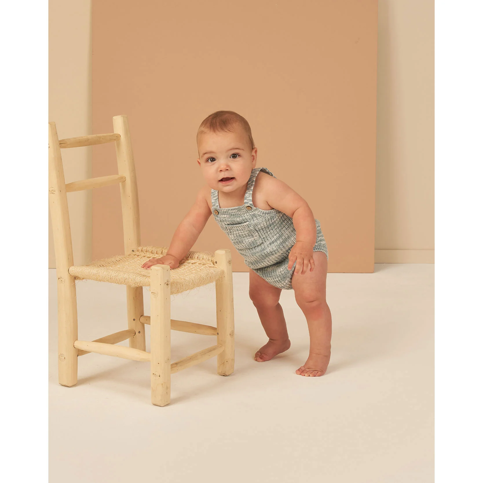 Rylee and Cru Heathered-Blue Pocketed Knit Romper - Heathered Blue - Image 2