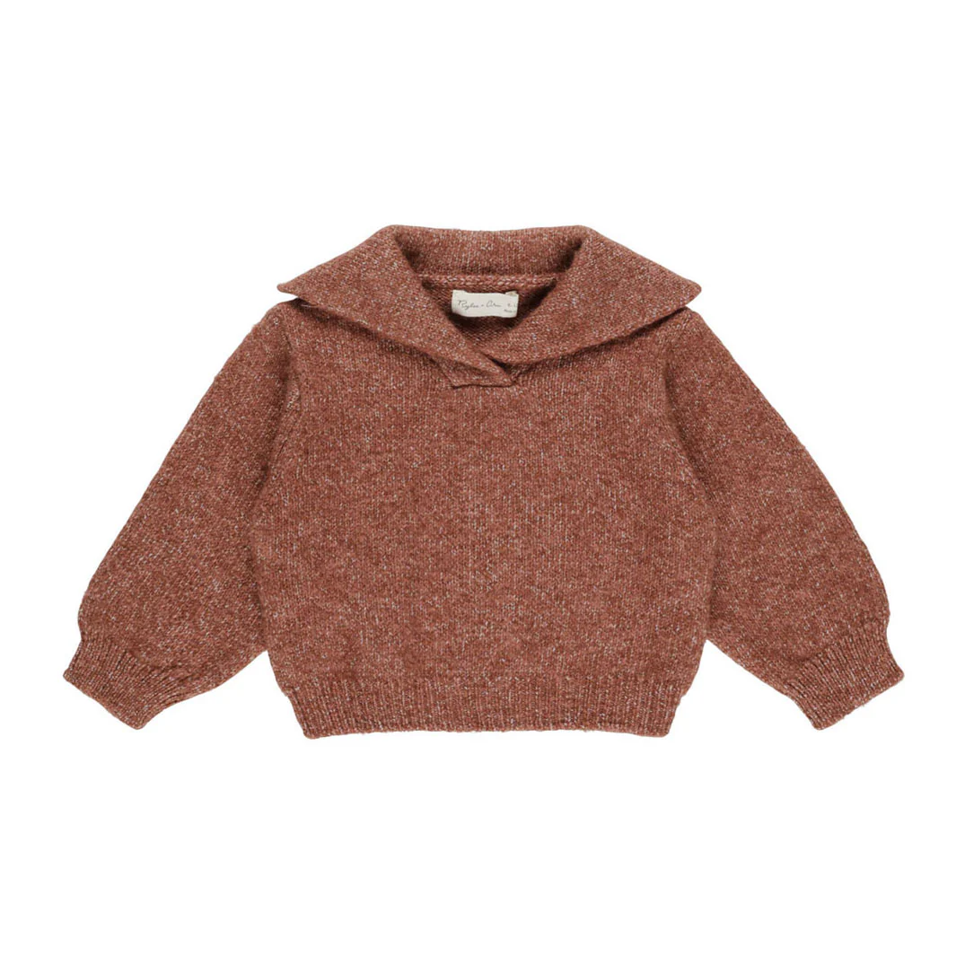 Rylee and Cru Heathered Brick Cash Pullover