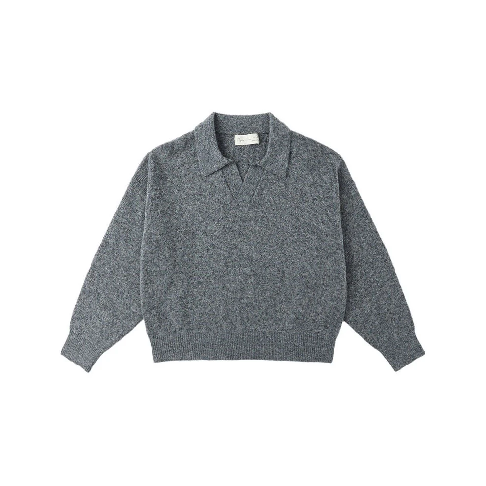 Rylee and Cru Heathered Grey Collared Sweater