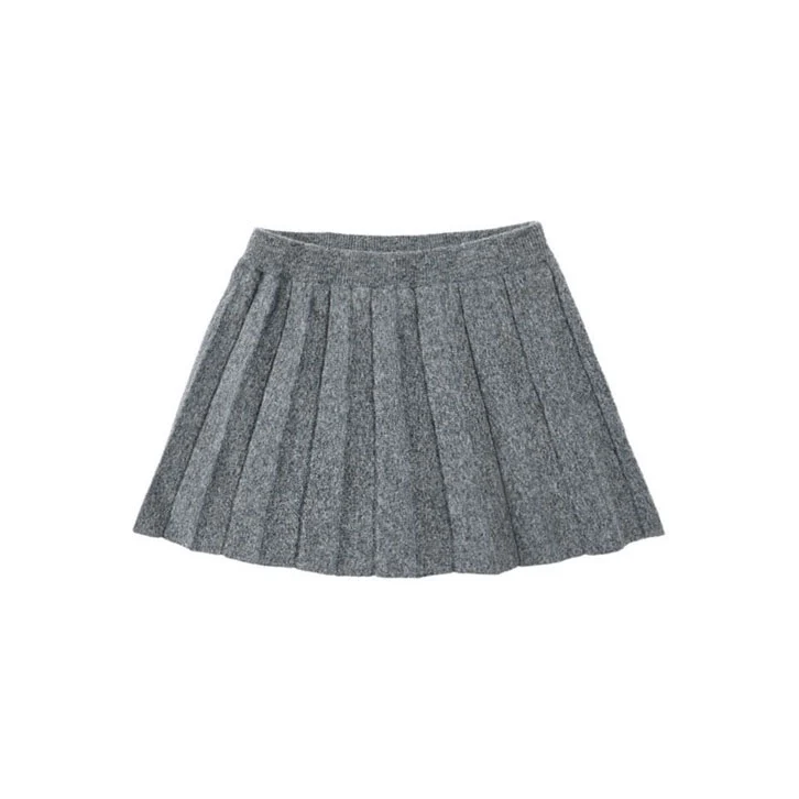 Rylee and Cru Heathered Grey Knit Pleated Skirt