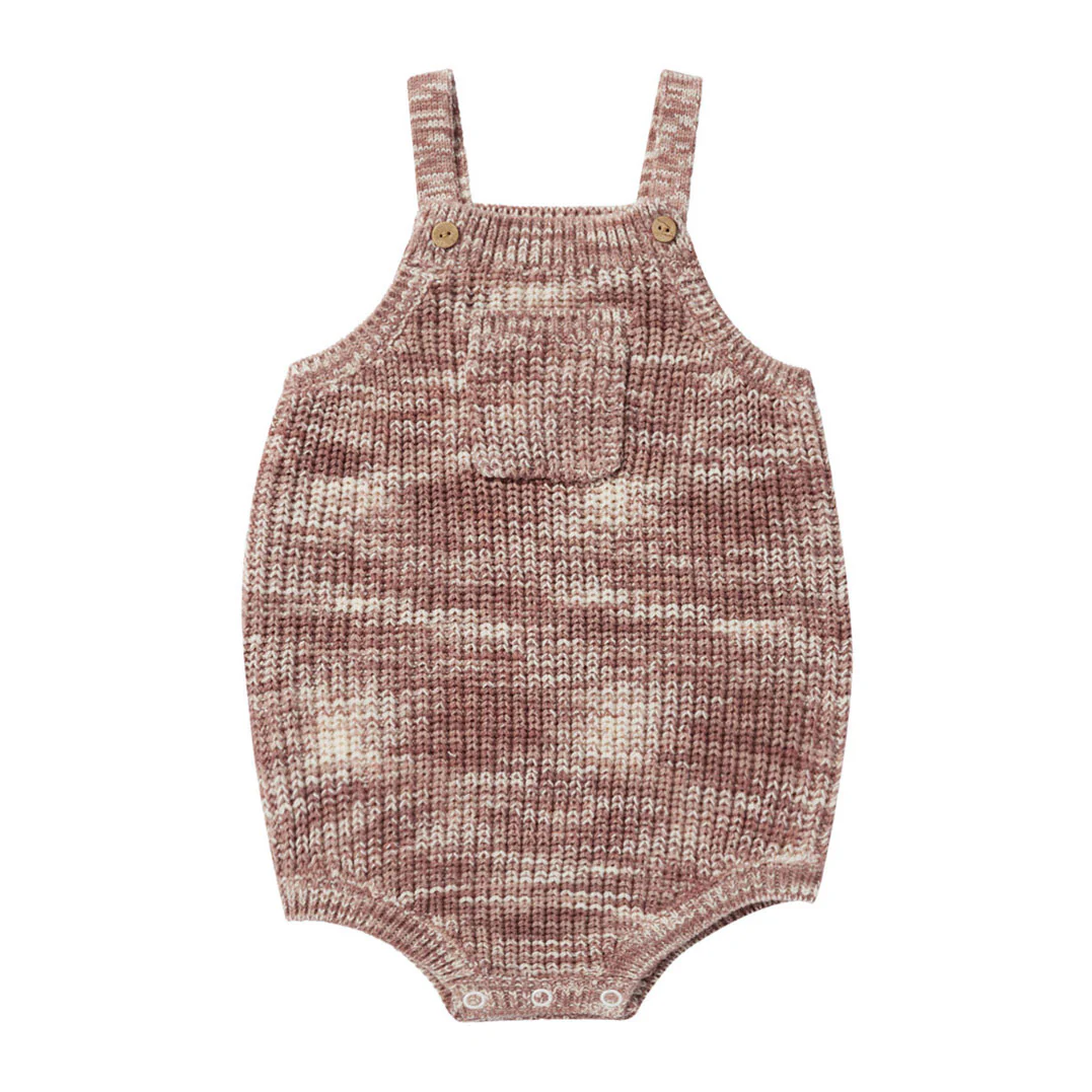 Rylee and Cru Heathered-Mulberry Pocketed Knit Romper - Heathered Mulberry