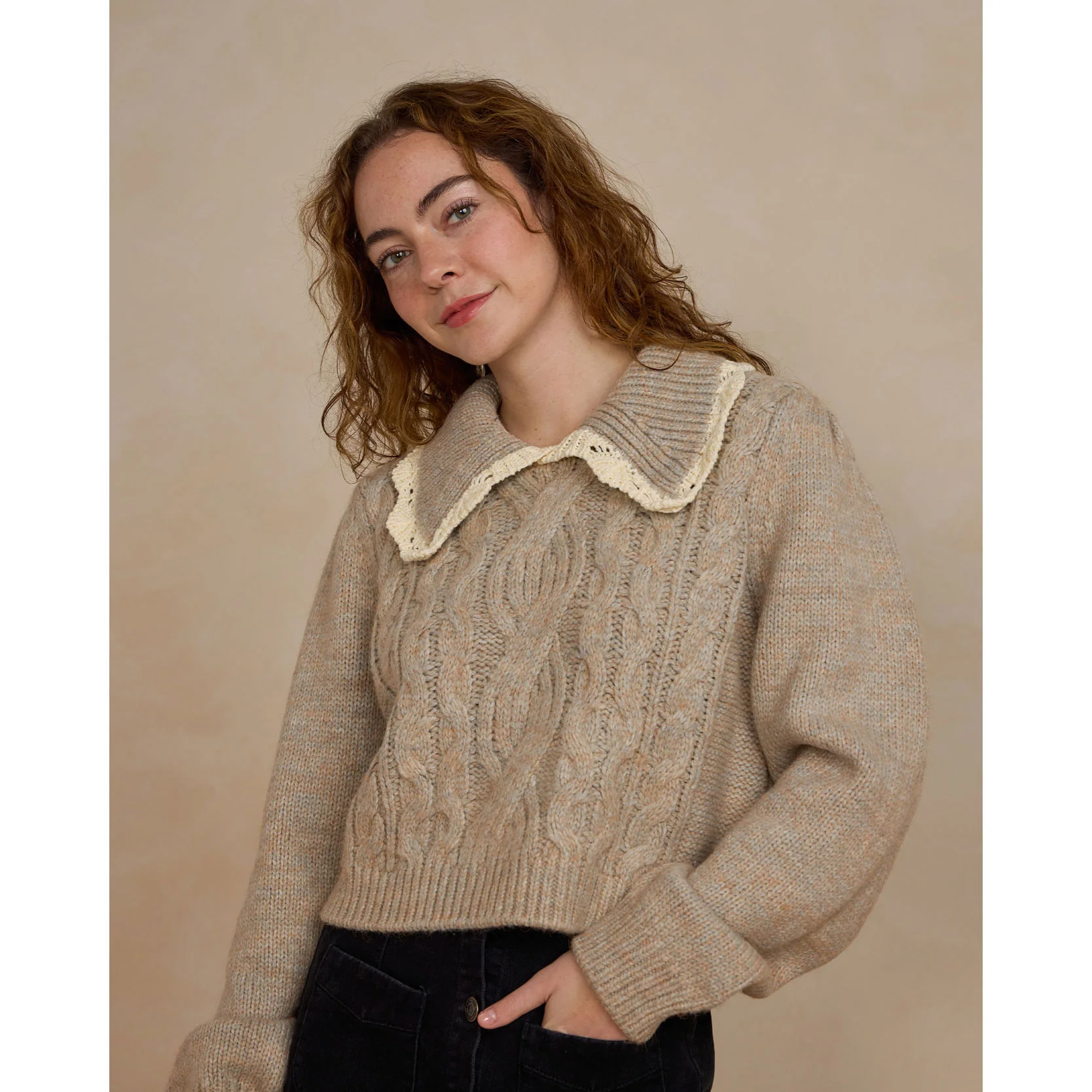Rylee and Cru Heathered Sand Alice Women Sweater - Image 2