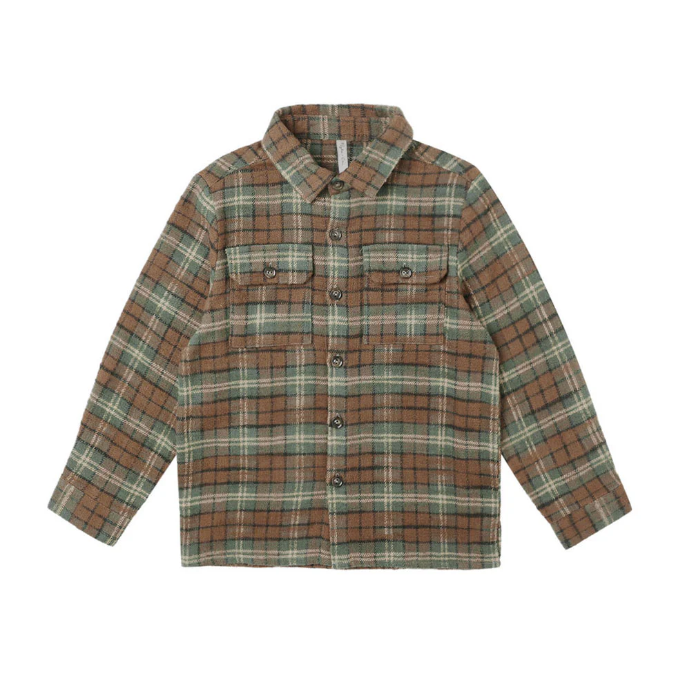 Rylee and Cru Holiday Plaid Pocketed Flannel Shirt