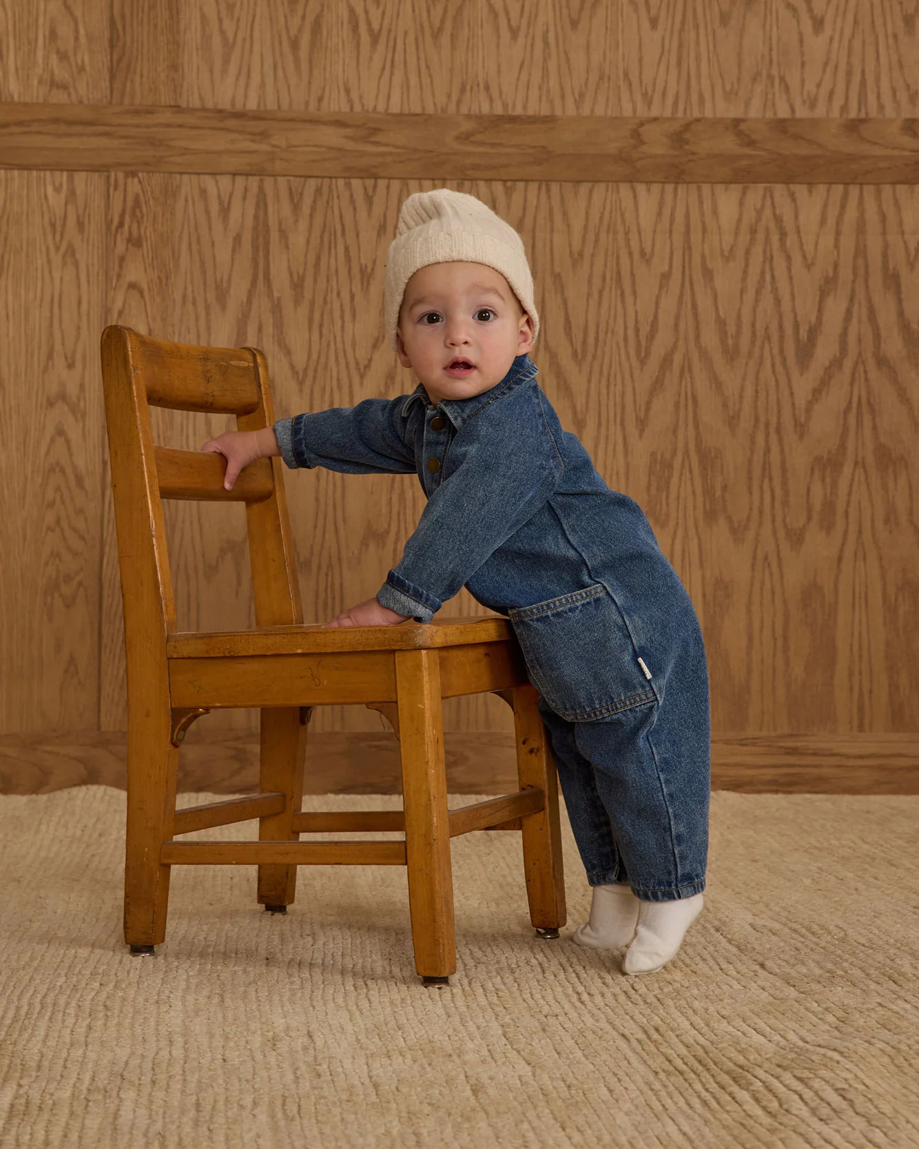 Rylee and Cru Indigo Denim Collared Baby Jumpsuit - Image 2