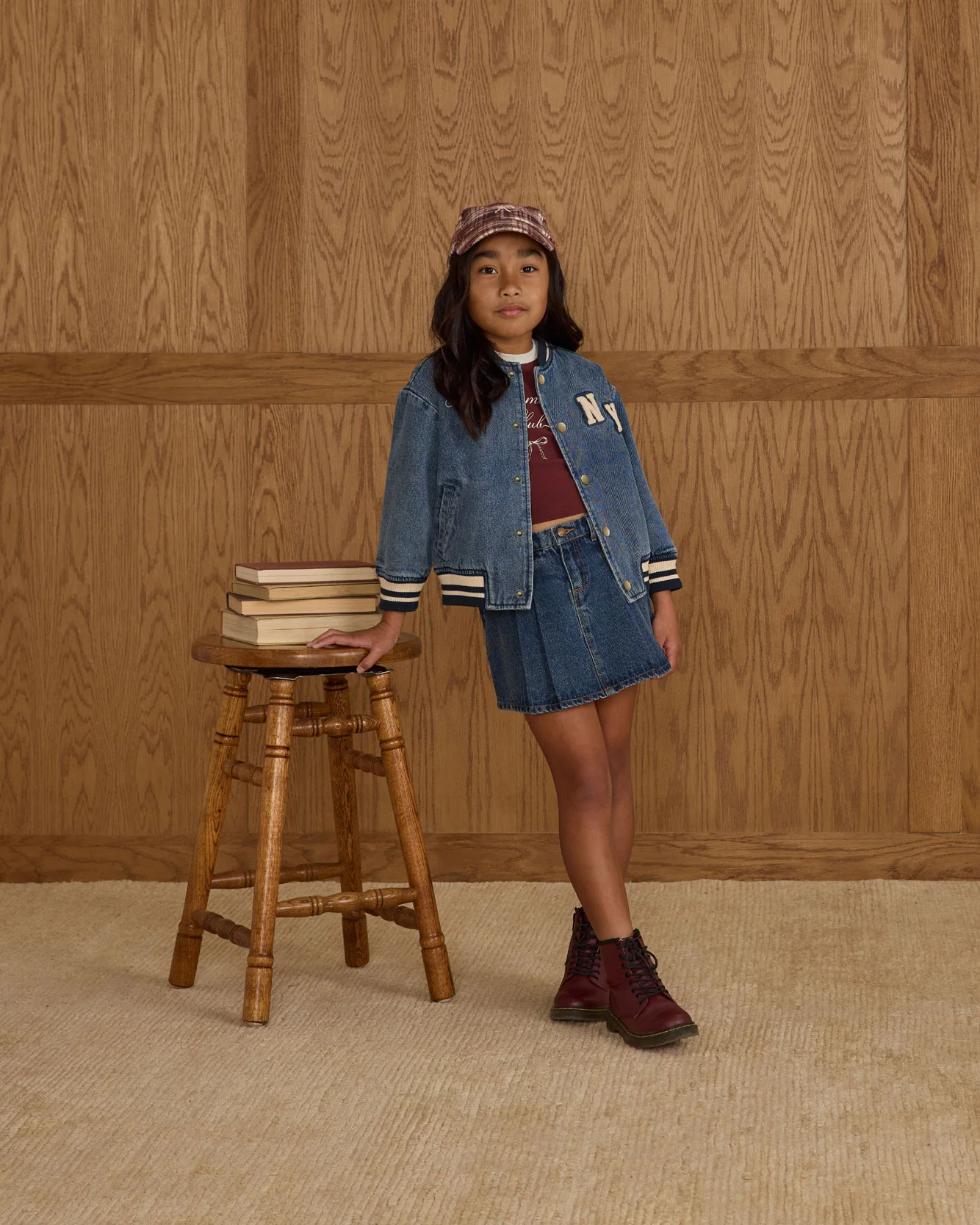 Rylee and Cru Indigo Denim Pleated Denim Skirt - Image 2