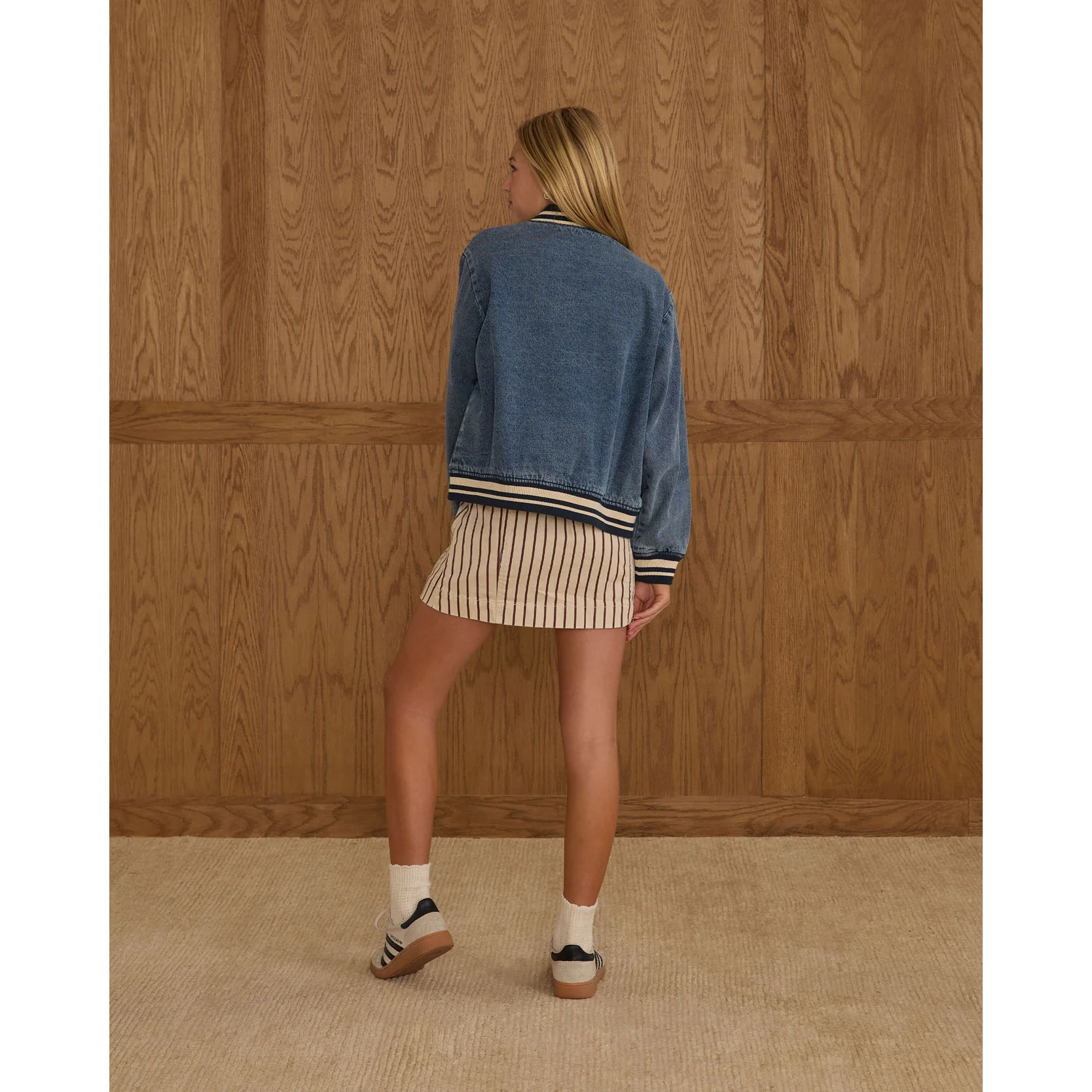 Rylee and Cru Indigo Denim Teen Varsity Jacket - Image 2