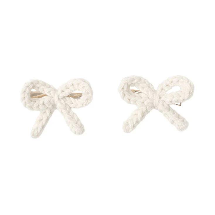 Rylee and Cru Ivory Crochet Bow Clips