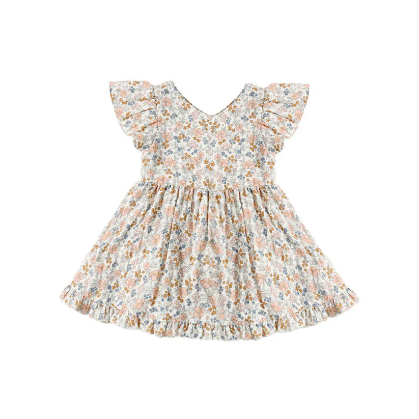 Rylee and Cru  Ivory Flower Field Lila Romper