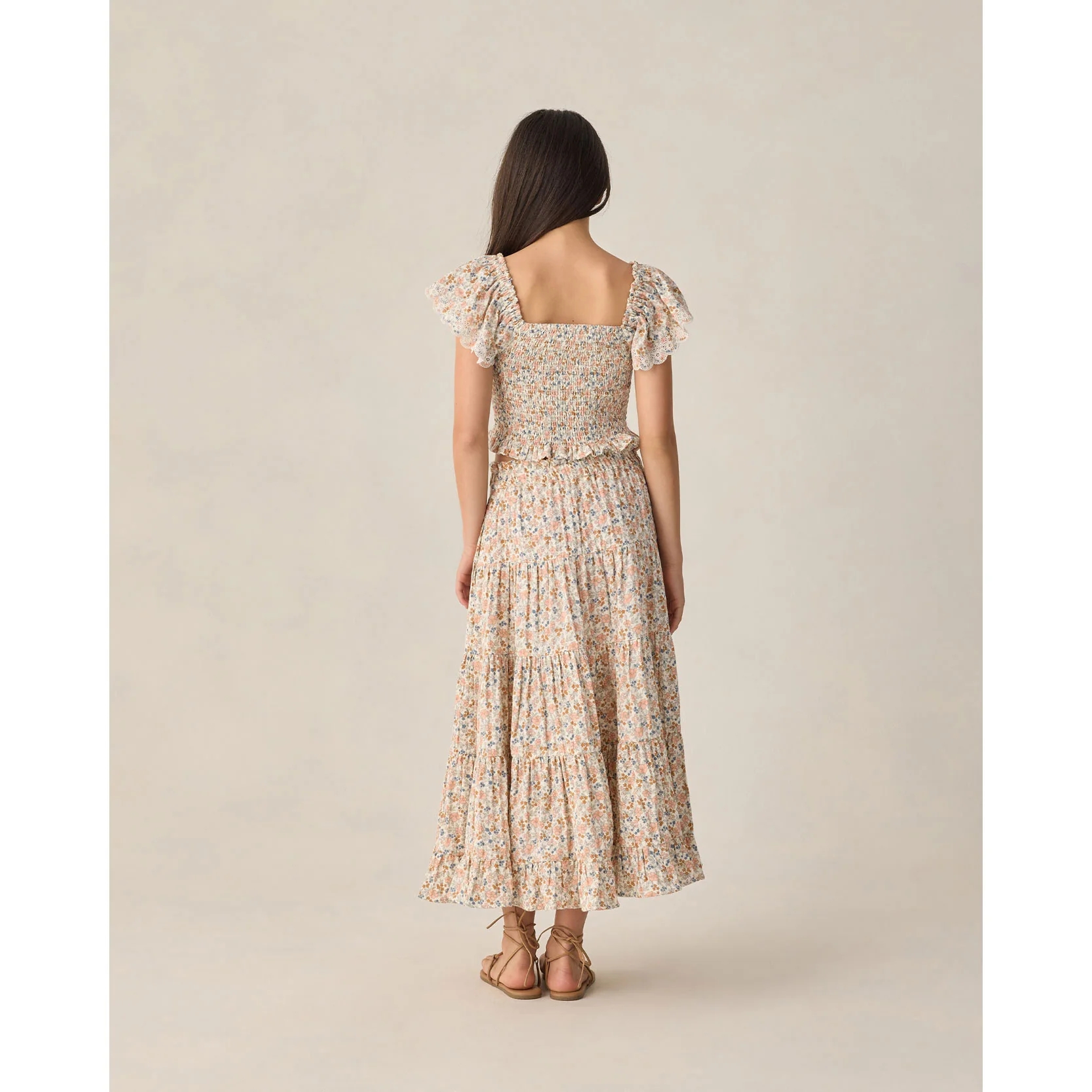 Rylee and Cru  Ivory Flower Fields Teen Ruffle Tiered Maxi Skirt - Image 2