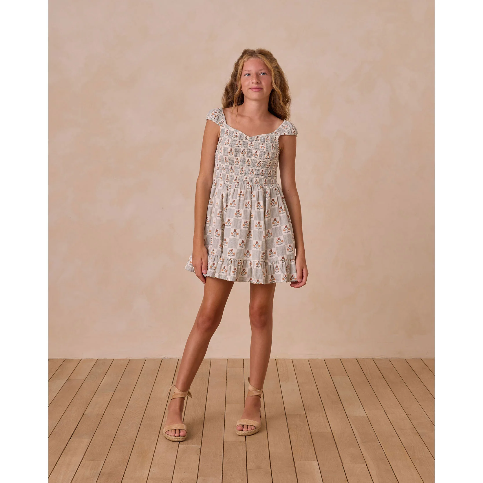Rylee and Cru Ivory Garden Grid Kalina Dress