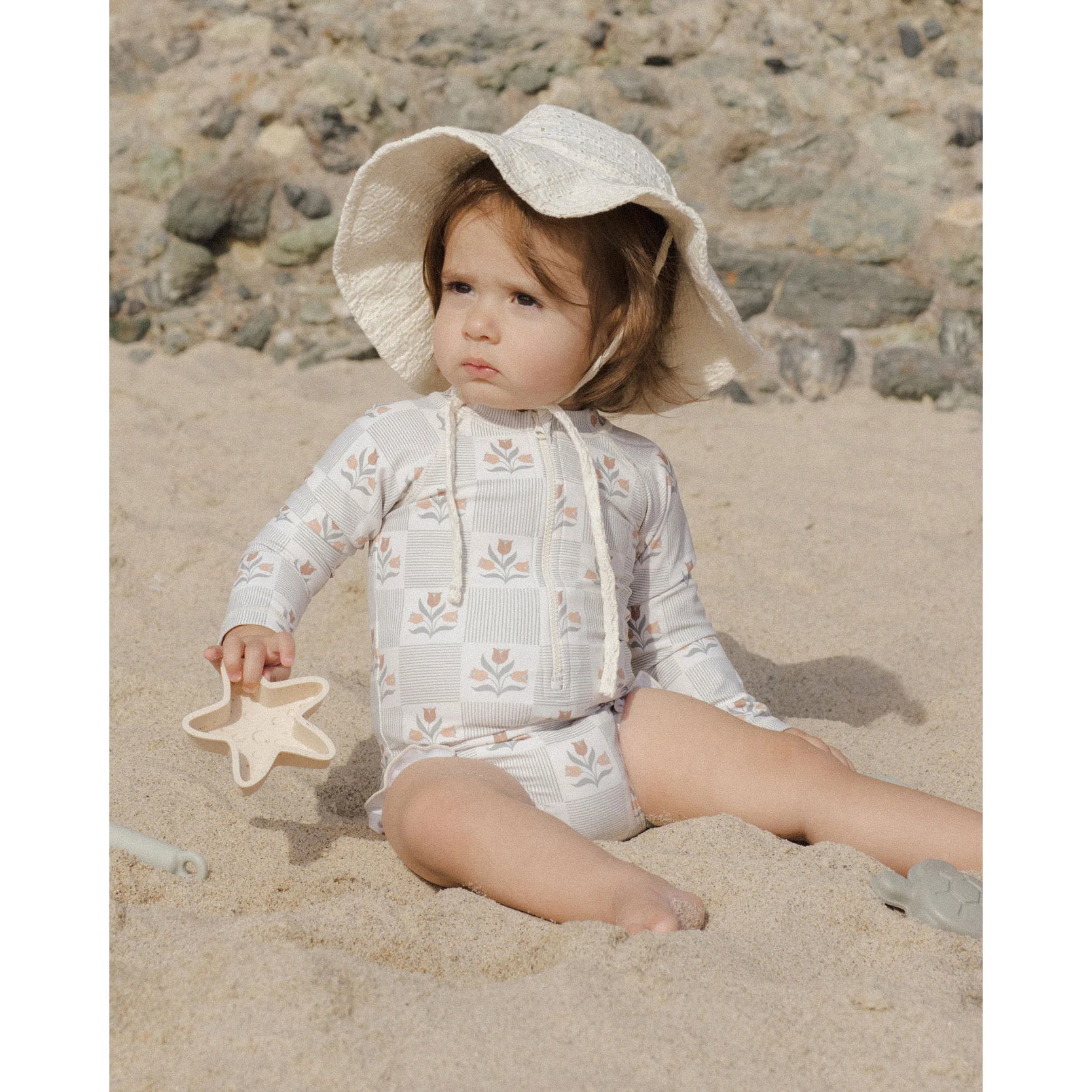 Rylee and Cru Ivory Garden Grid Rash Guard - Image 2
