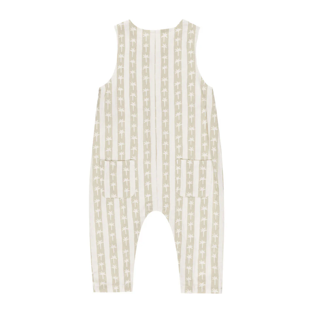 Rylee and Cru Ivory Palm Stripe Button Jumpsuit - Image 2