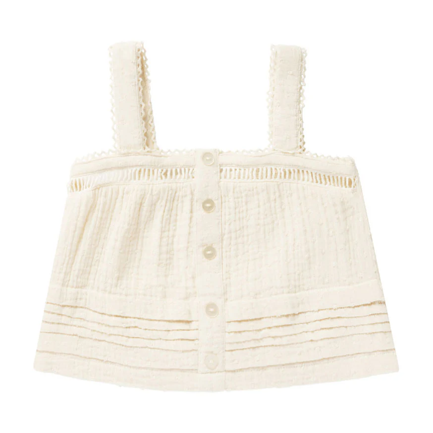 Rylee and Cru Ivory Pleat Tank
