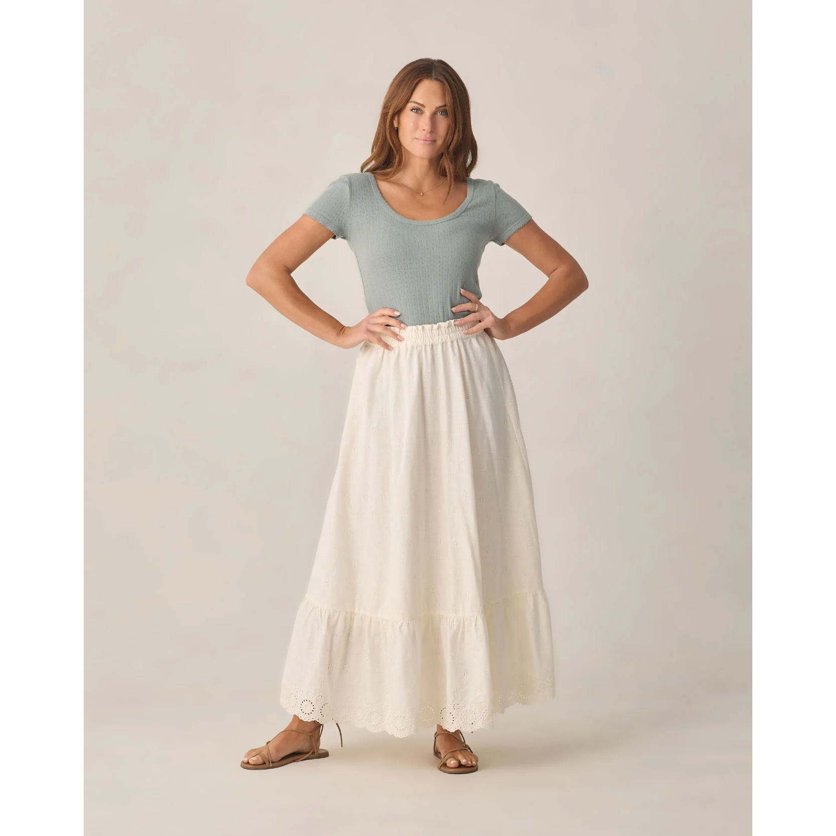 Rylee and Cru  Ivory Rose Women Maxi Skirt