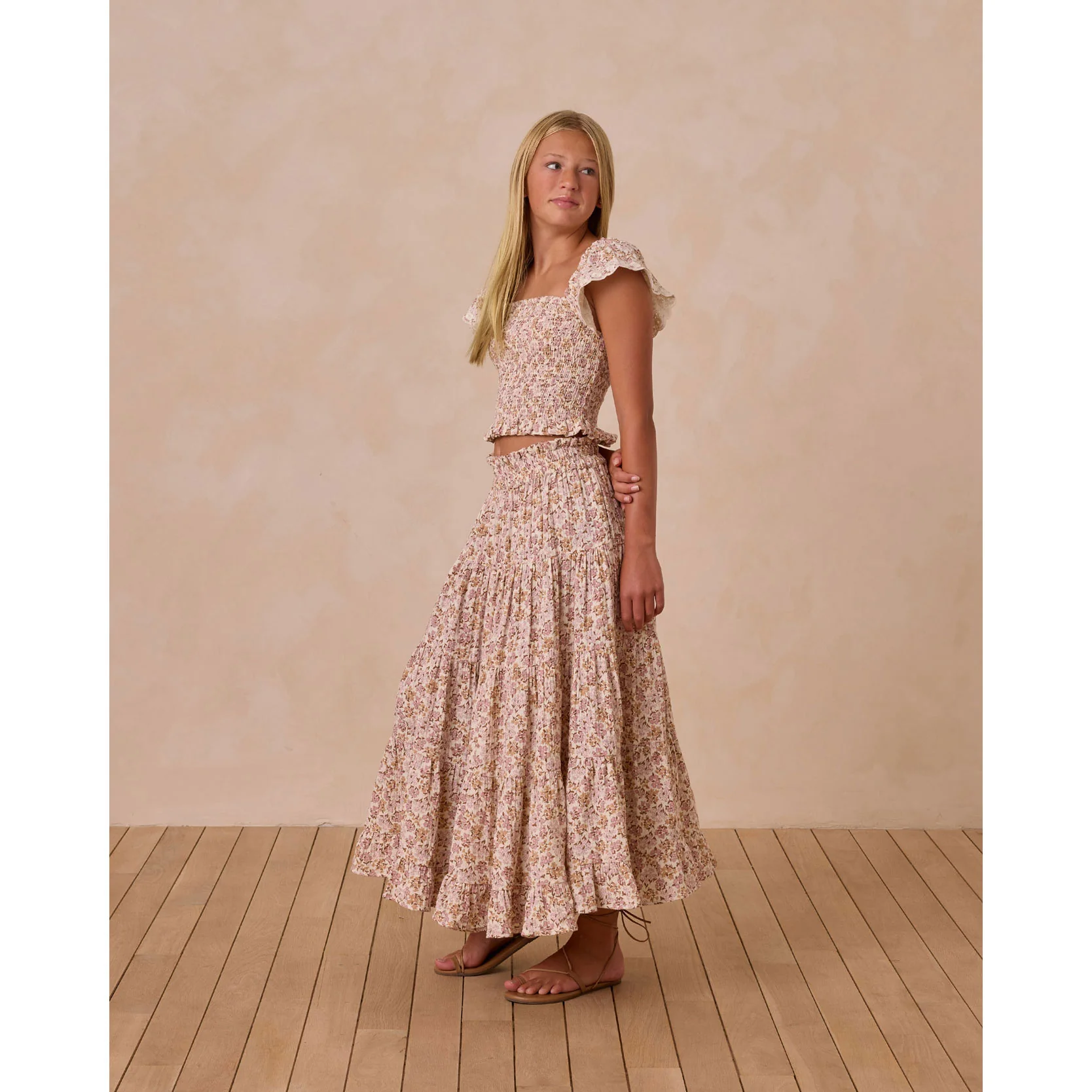 Rylee and Cru Ivory Wildflower Maxi Skirt