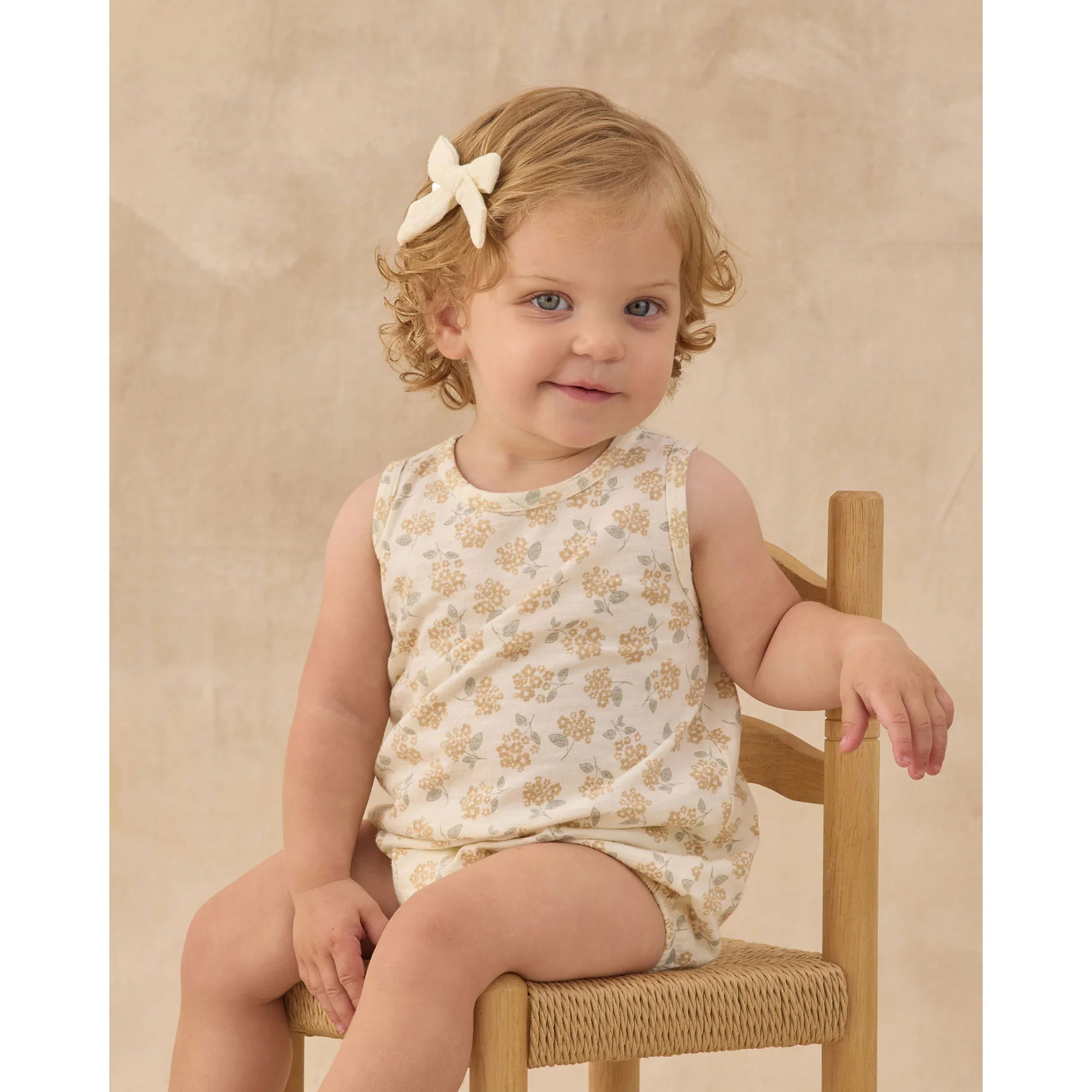 Rylee and Cru  Ivory Yellow Ditsy Bubble Onesie - Image 2