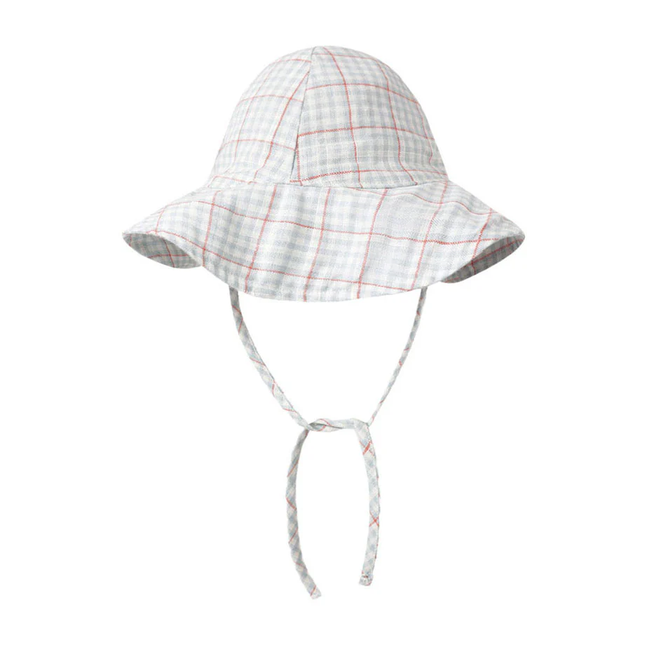 Rylee and Cru Light Blue Plaid Floppy Sun Hat