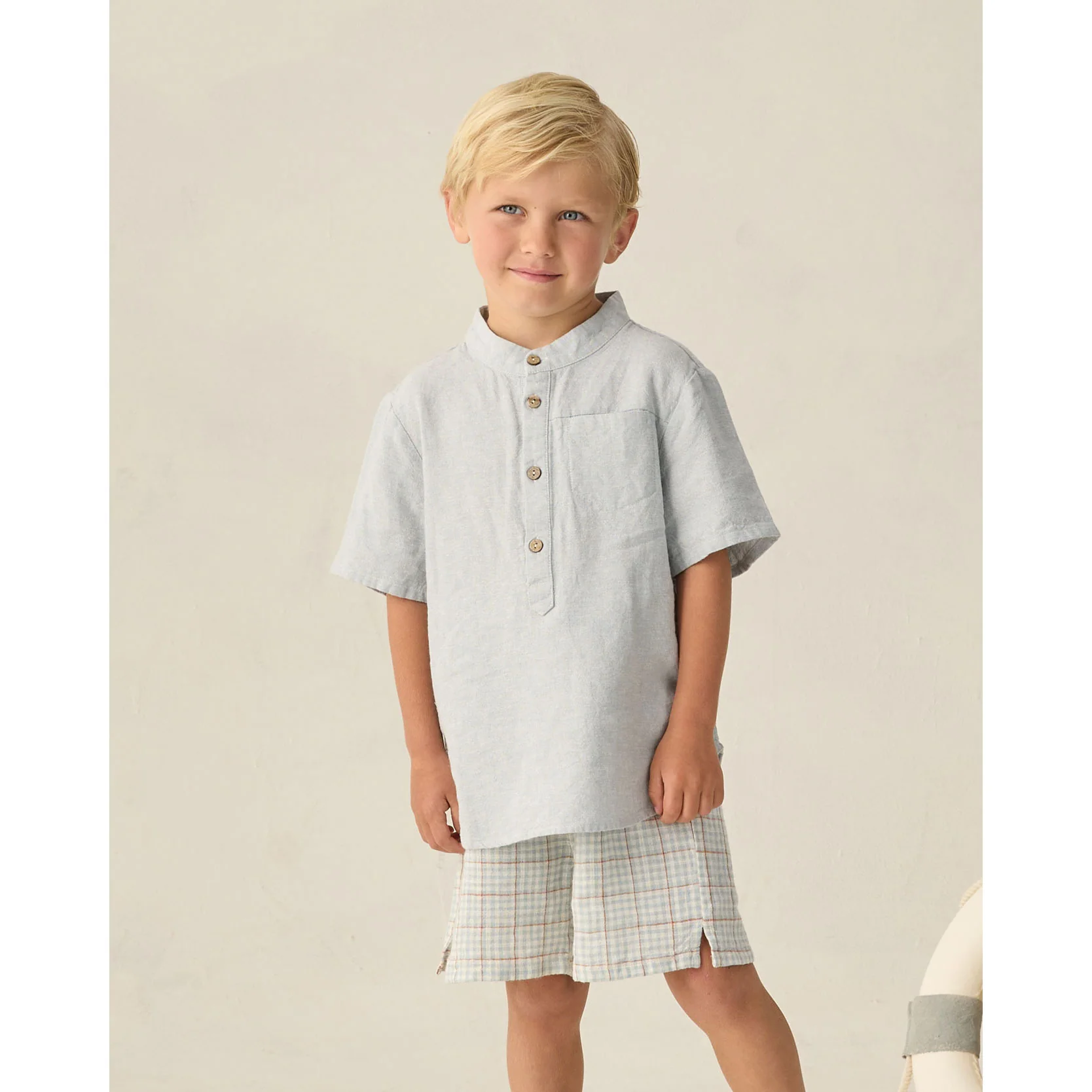Rylee and Cru Light Blue Plaid Perry Short - Image 2
