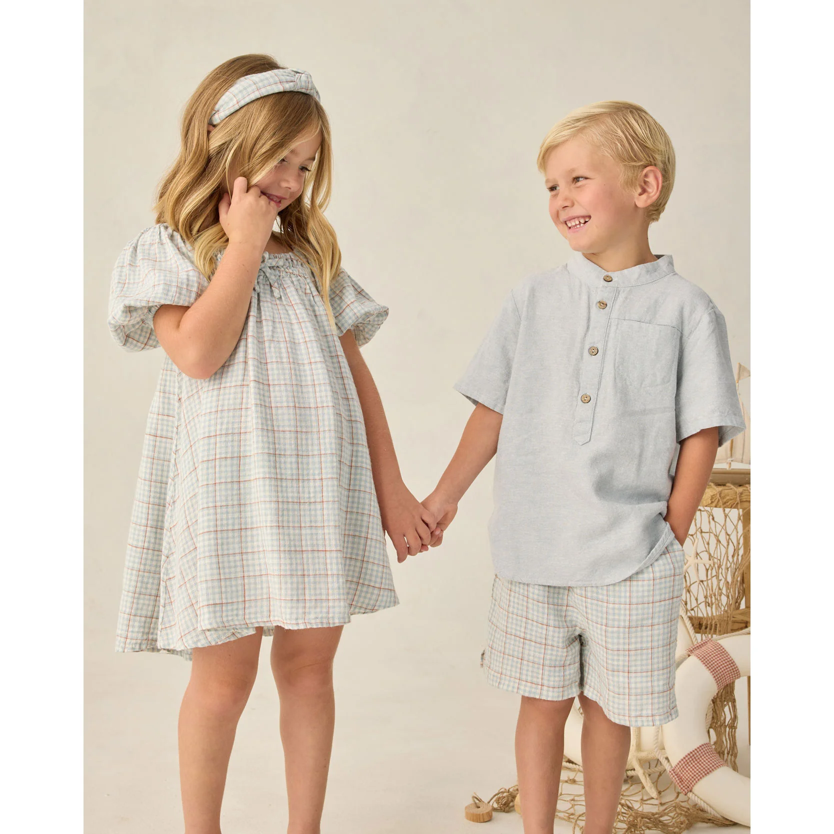 Rylee and Cru Light Blue Plaid Perry Short - Image 3