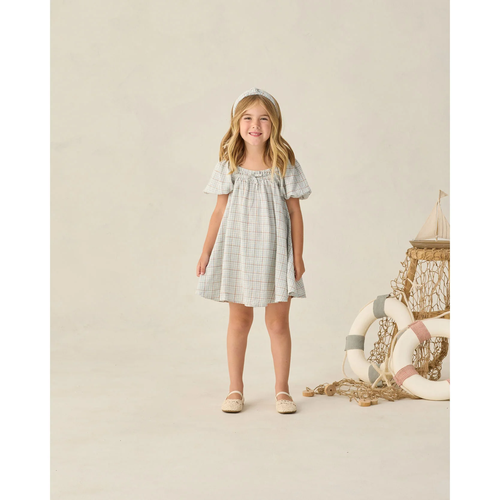 Rylee and Cru Light Blue Plaid Sabrina Mini Dress - Image 2