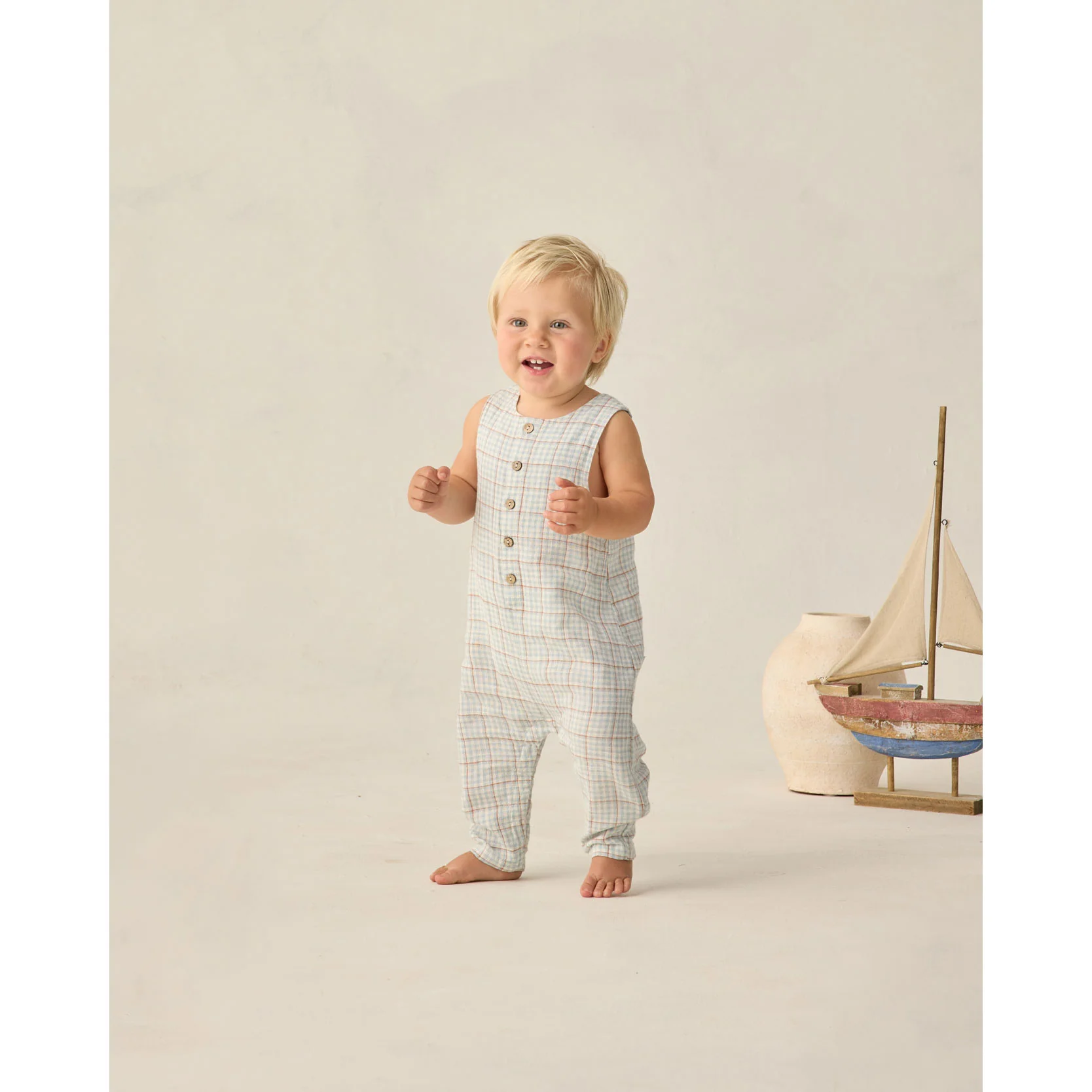Rylee and Cru Light Blue Stripe Button Jumpsuit - Image 2