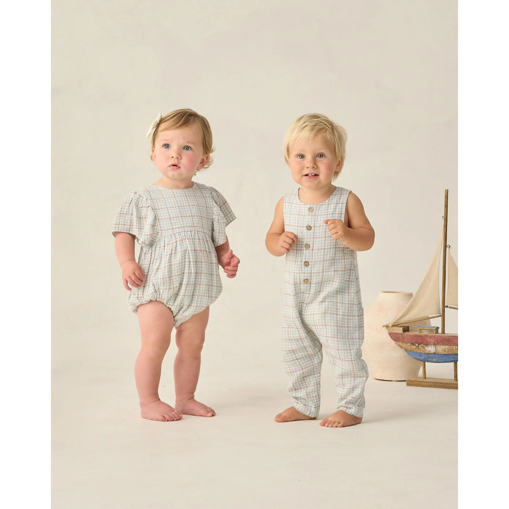 Rylee and Cru Light Blue Stripe Button Jumpsuit - Image 3
