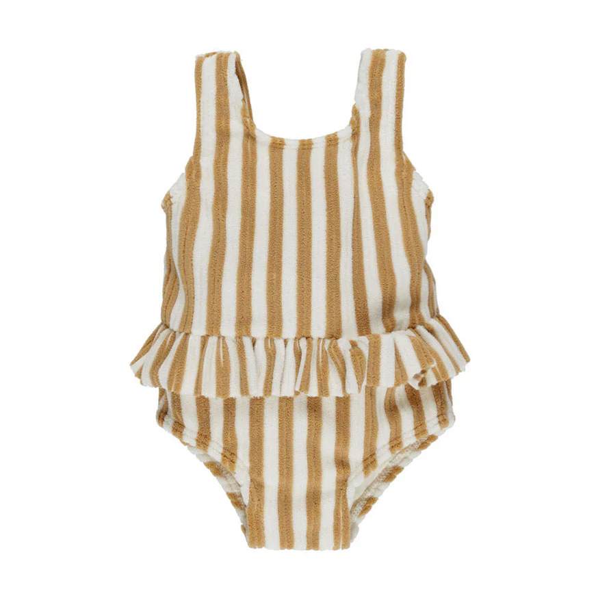 Rylee and Cru Marigold Stripe Skirted One-Piece