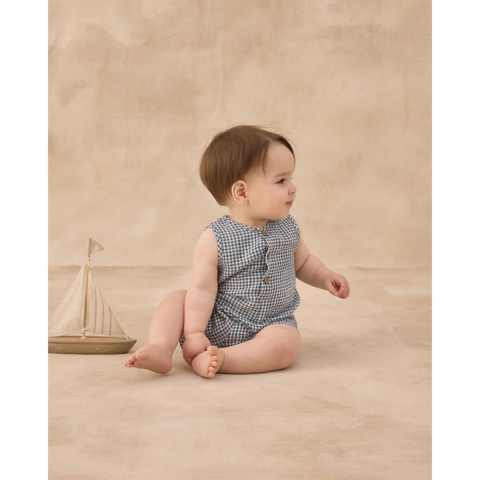 Rylee and Cru Marine Gingham Mavrick Romper - Image 2