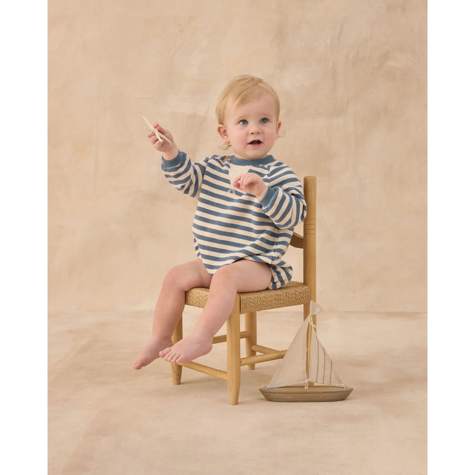 Rylee and Cru  Marine Stripe Crewneck Romper - Image 3