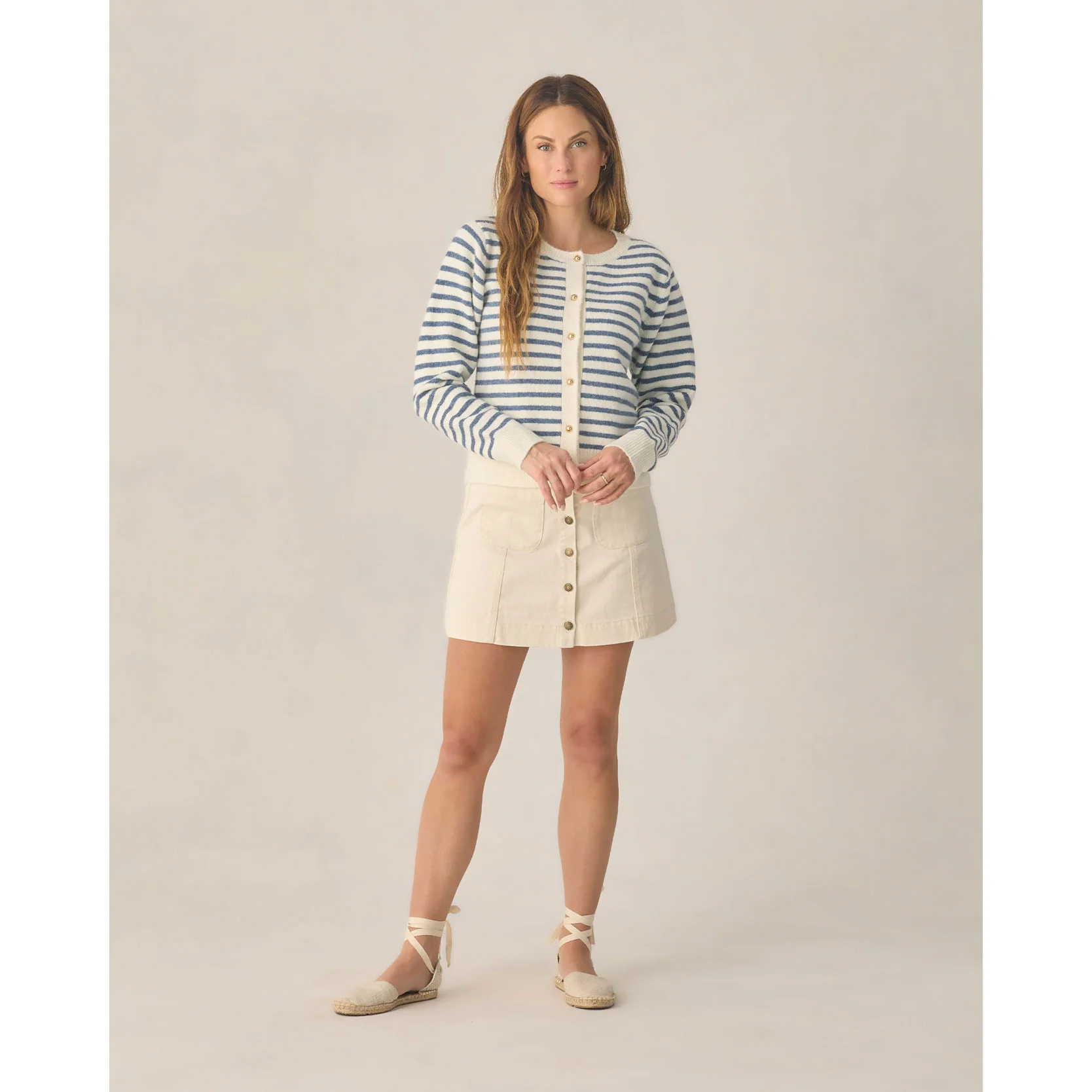 Rylee and Cru Maritime Stripe Women's Classic Cardigan - Image 3