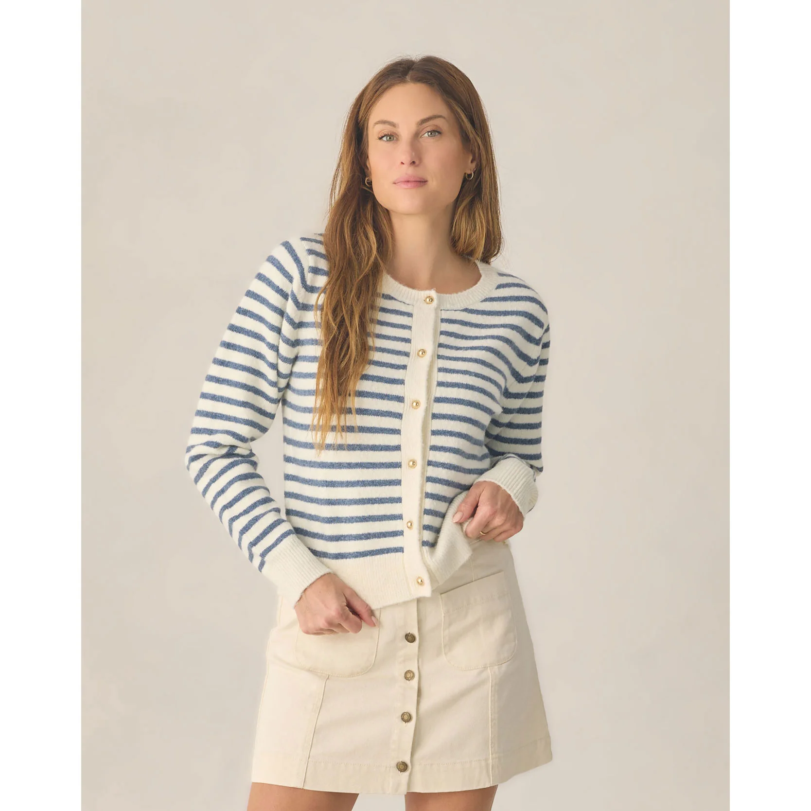 Rylee and Cru Maritime Stripe Women's Classic Cardigan - Image 4