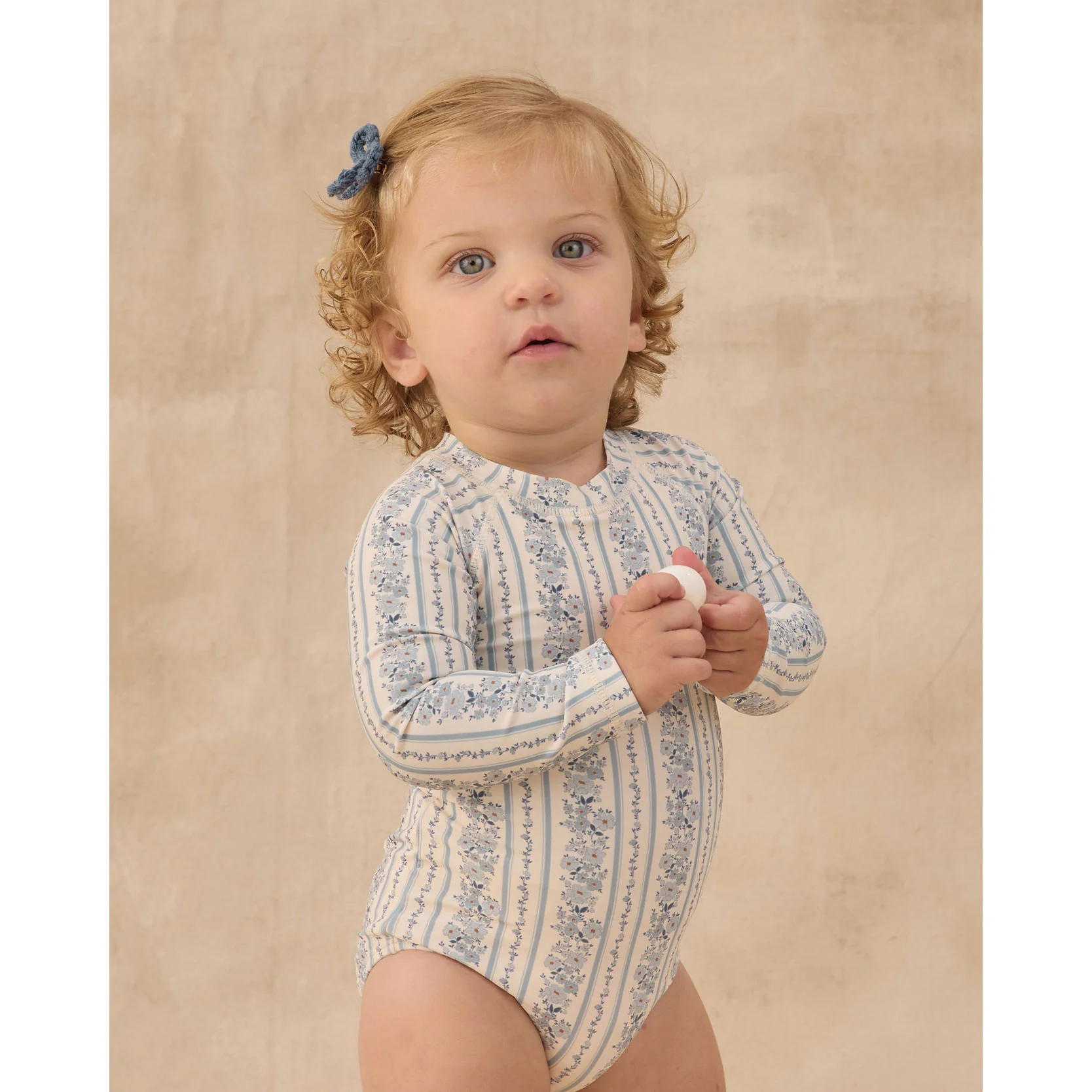 Rylee and Cru  Natural  Blue Floral Delphine Rashguard One-Piece - Image 2