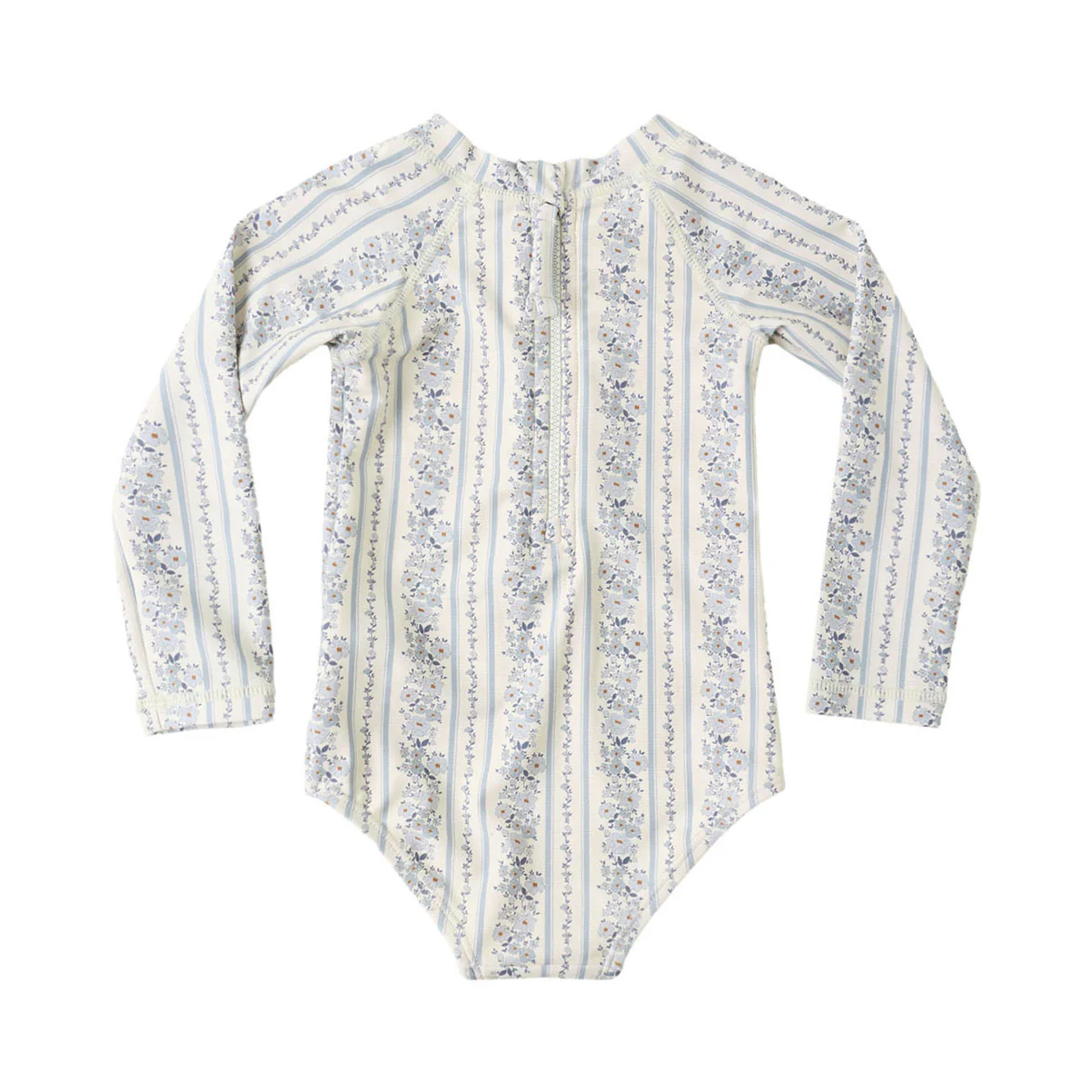 Rylee and Cru  Natural  Blue Floral Delphine Rashguard One-Piece - Image 3