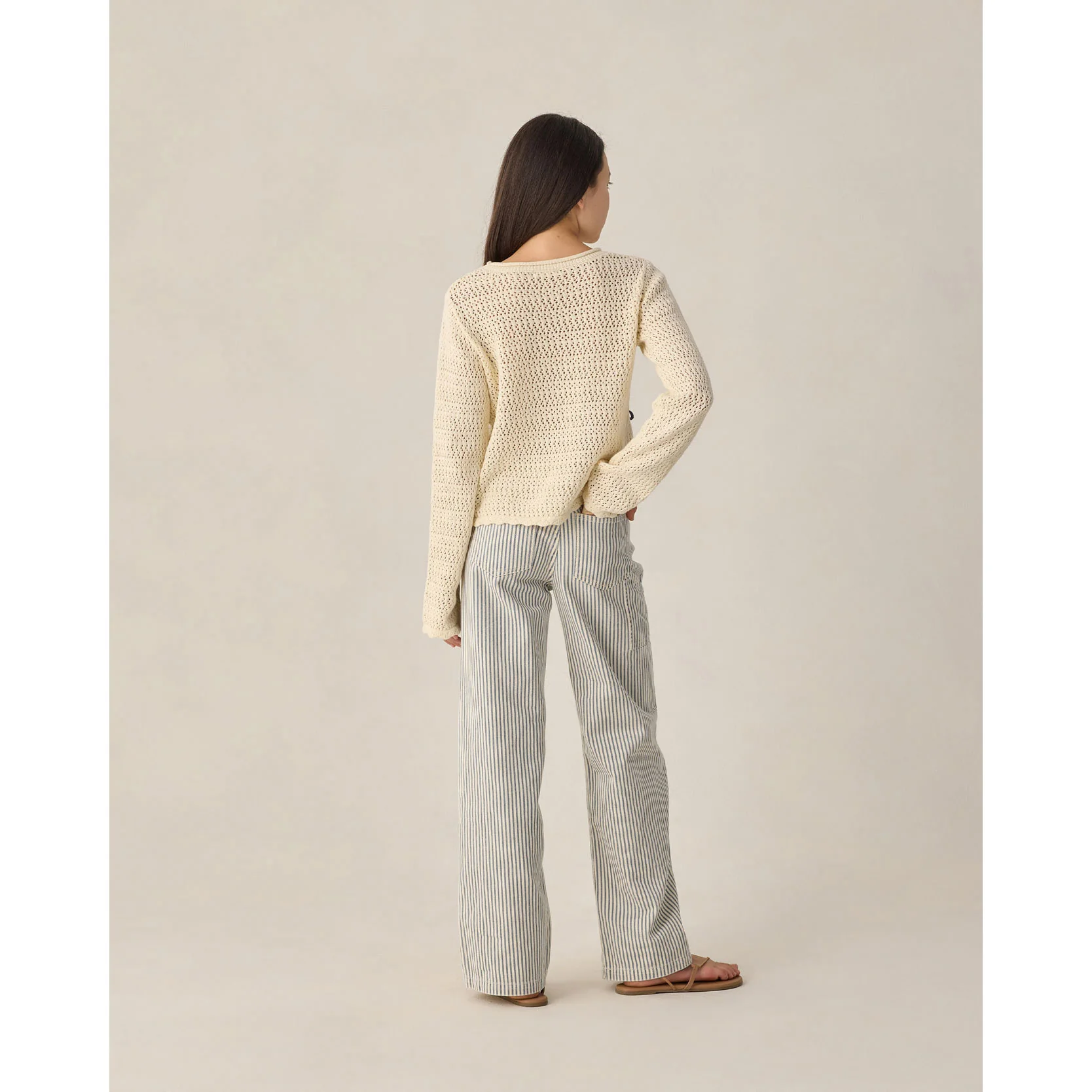 Rylee and Cru  Natural  Bows Teen Crochet Knit Pullover - Image 2