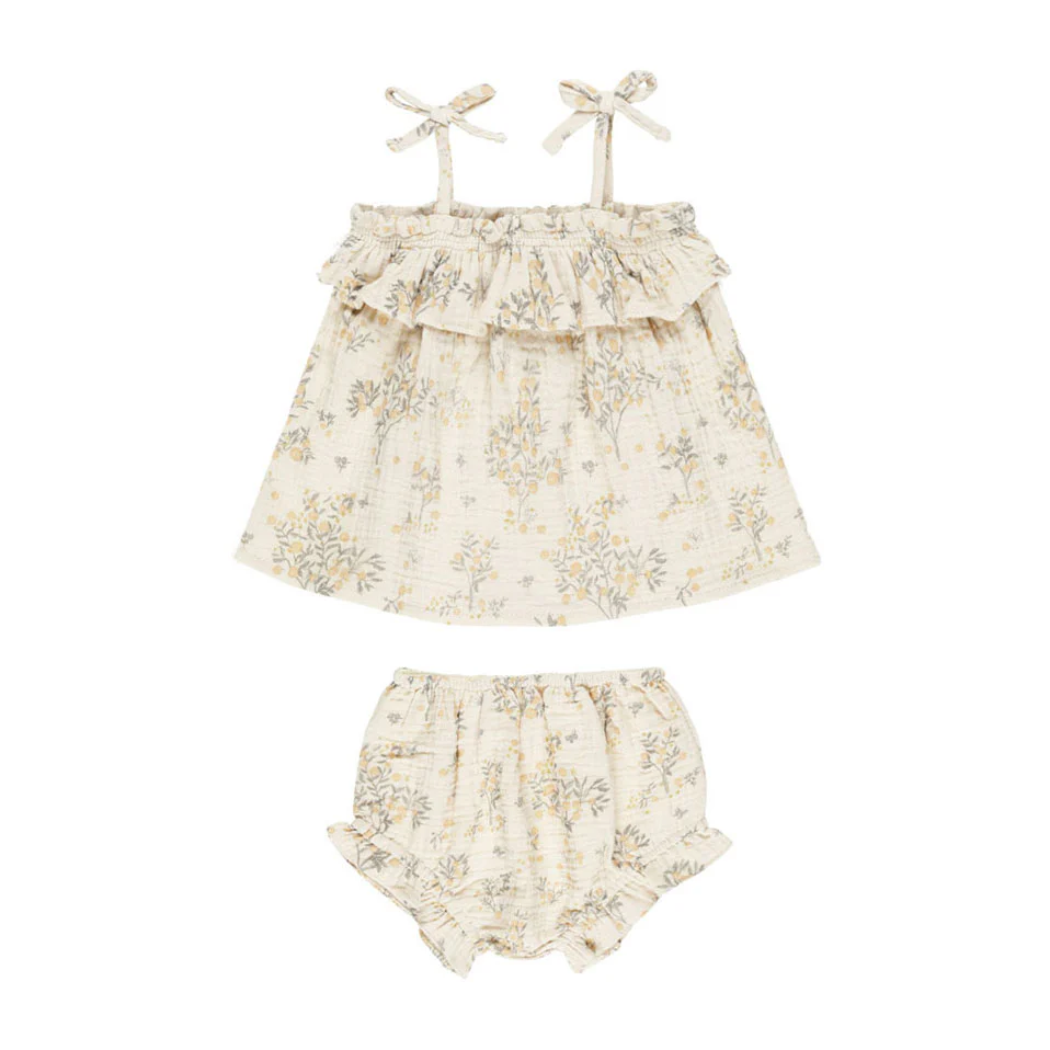 Rylee and Cru Natural Citrus Grove Ruffle Tuble Top Set
