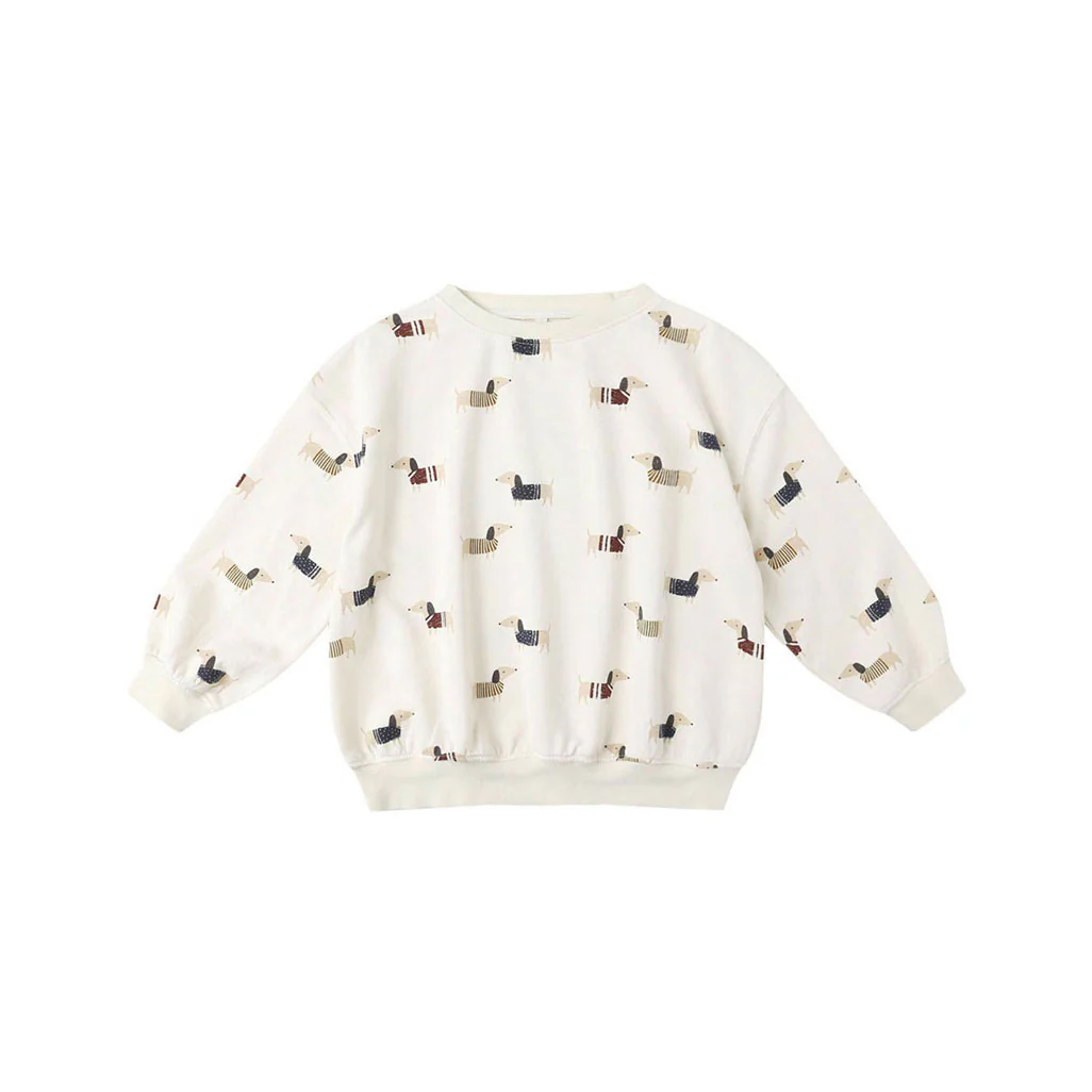 Rylee and Cru Natural Dachshund Relaxed Sweatshirt