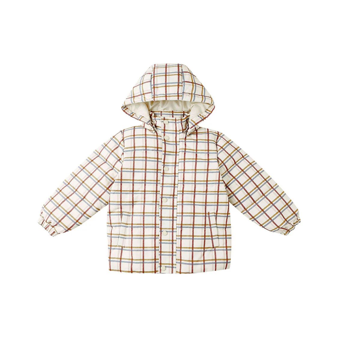 Rylee and Cru Natural Multi-Plaid Puffer Jacket