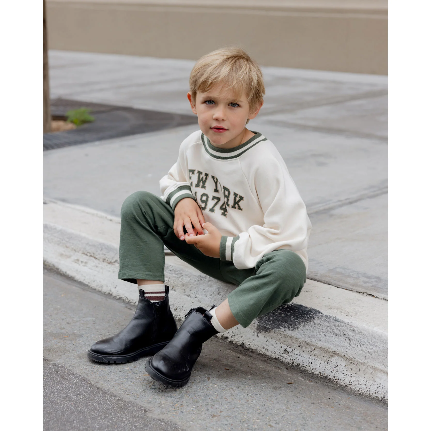 Rylee and Cru Natural New York  Raglan Sweatshirt - Image 3