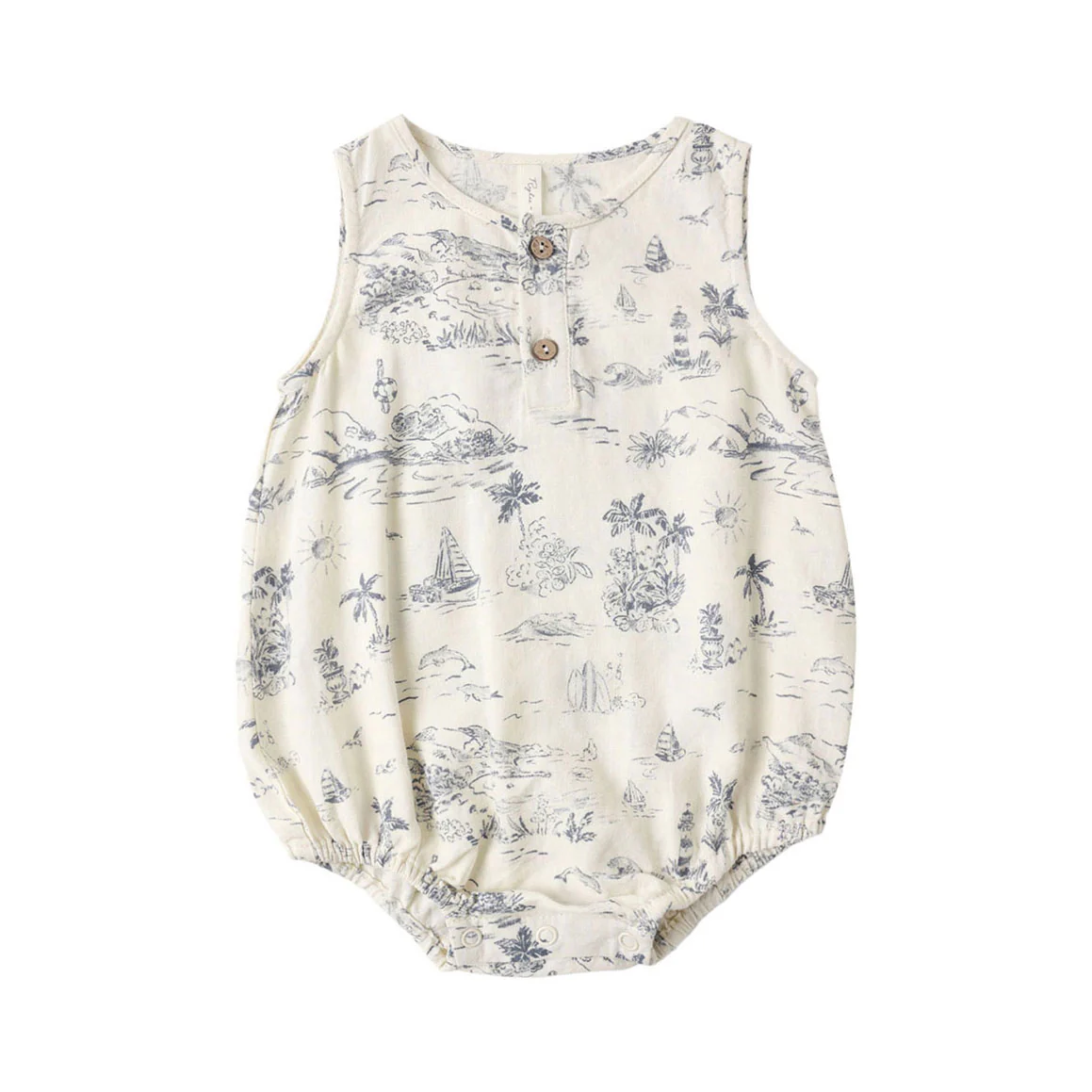Rylee and Cru  Natural Ocean Toile Beau Romper