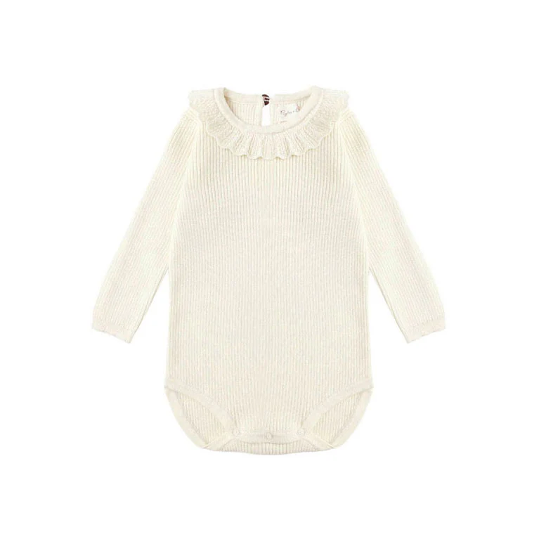 Rylee and Cru Natural Ruffle Collar Bodysuit