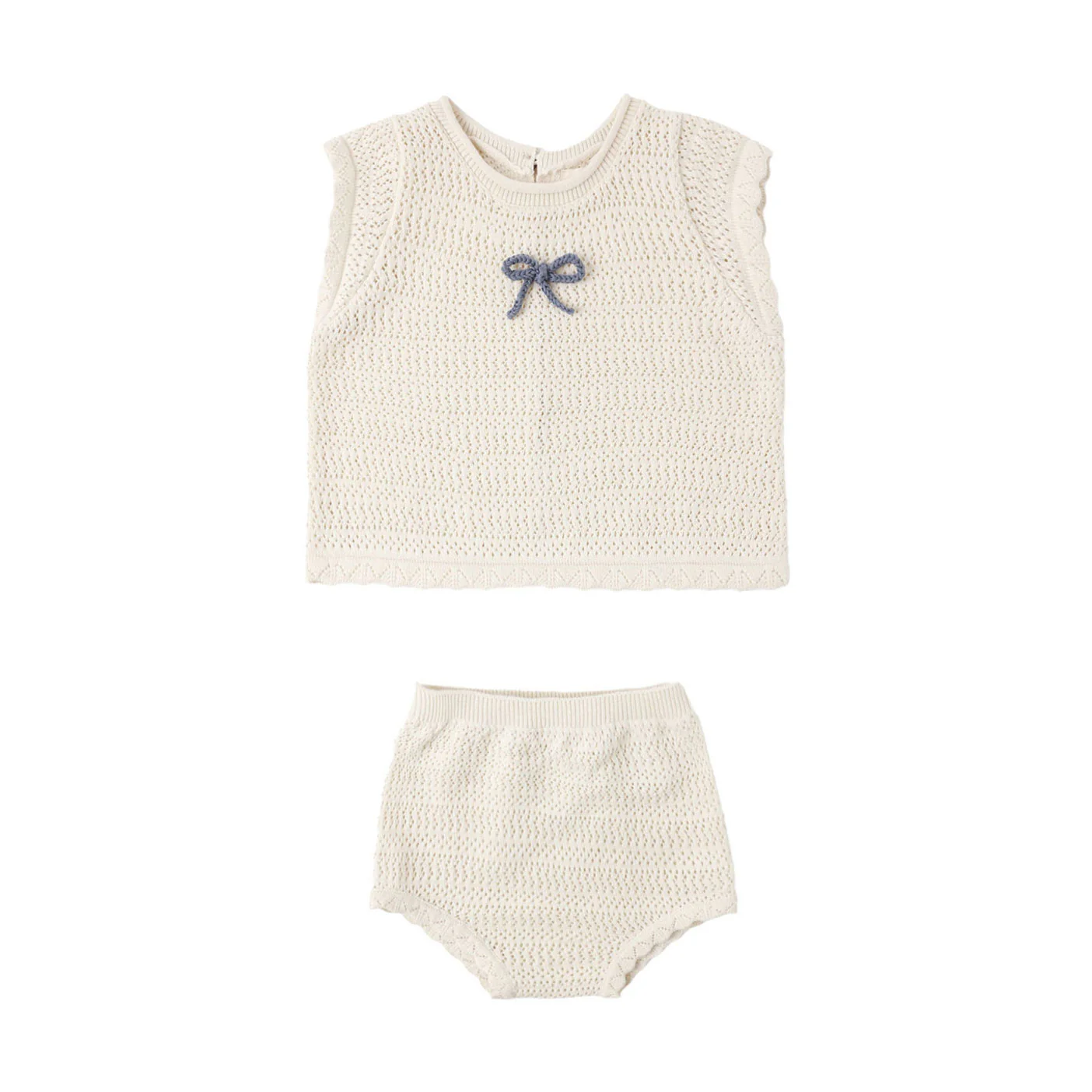 Rylee and Cru  Natural Scallop Knit Baby Set