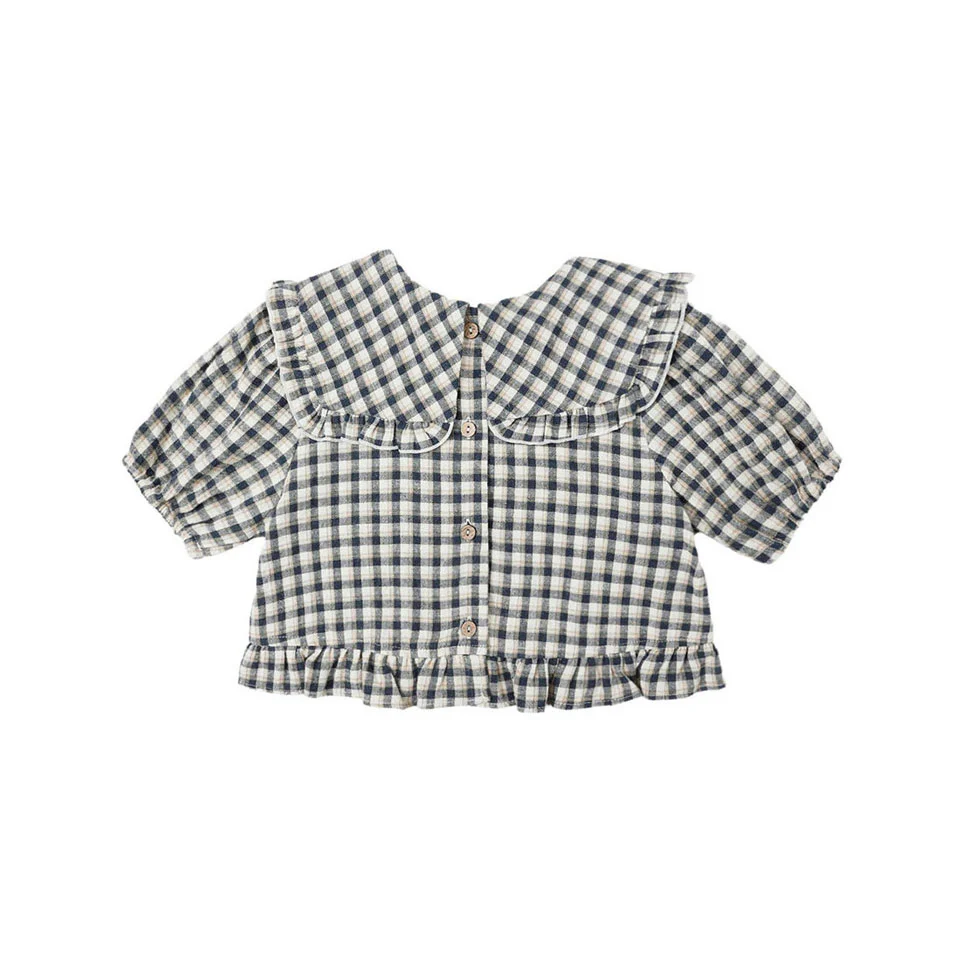 Rylee and Cru Navy Check Prairie Blouse - Image 2