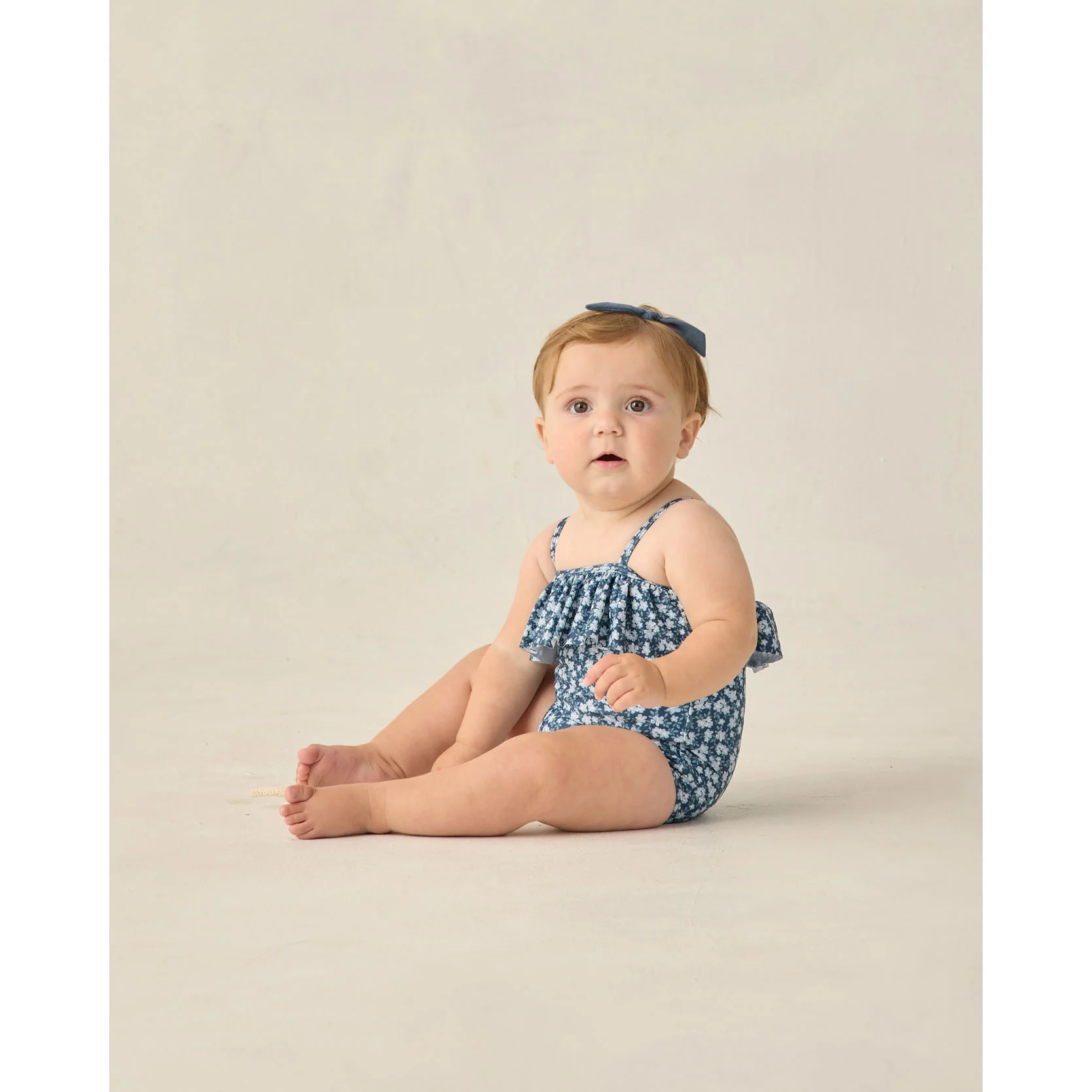Rylee and Cru Navy Floral Ruffle One-Piece - Image 2