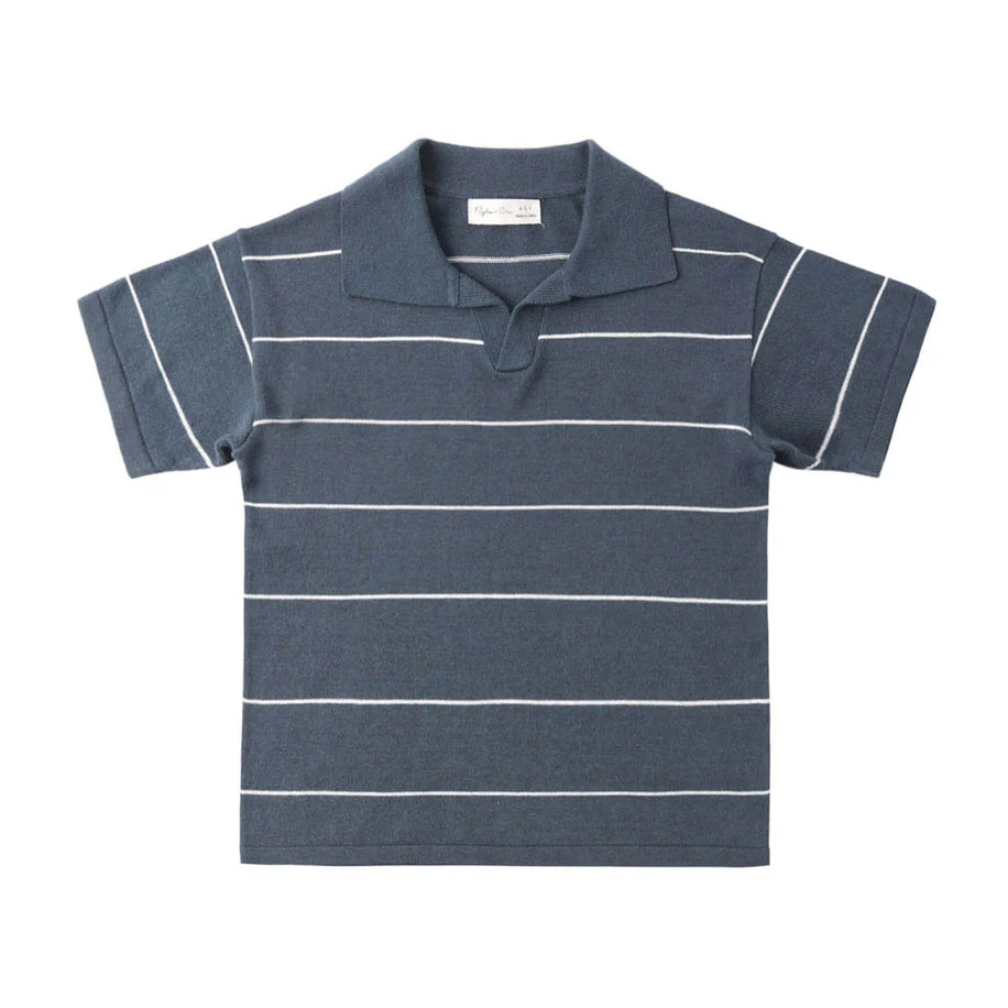 Rylee and Cru Navy Stripe Chandler Knit Polo