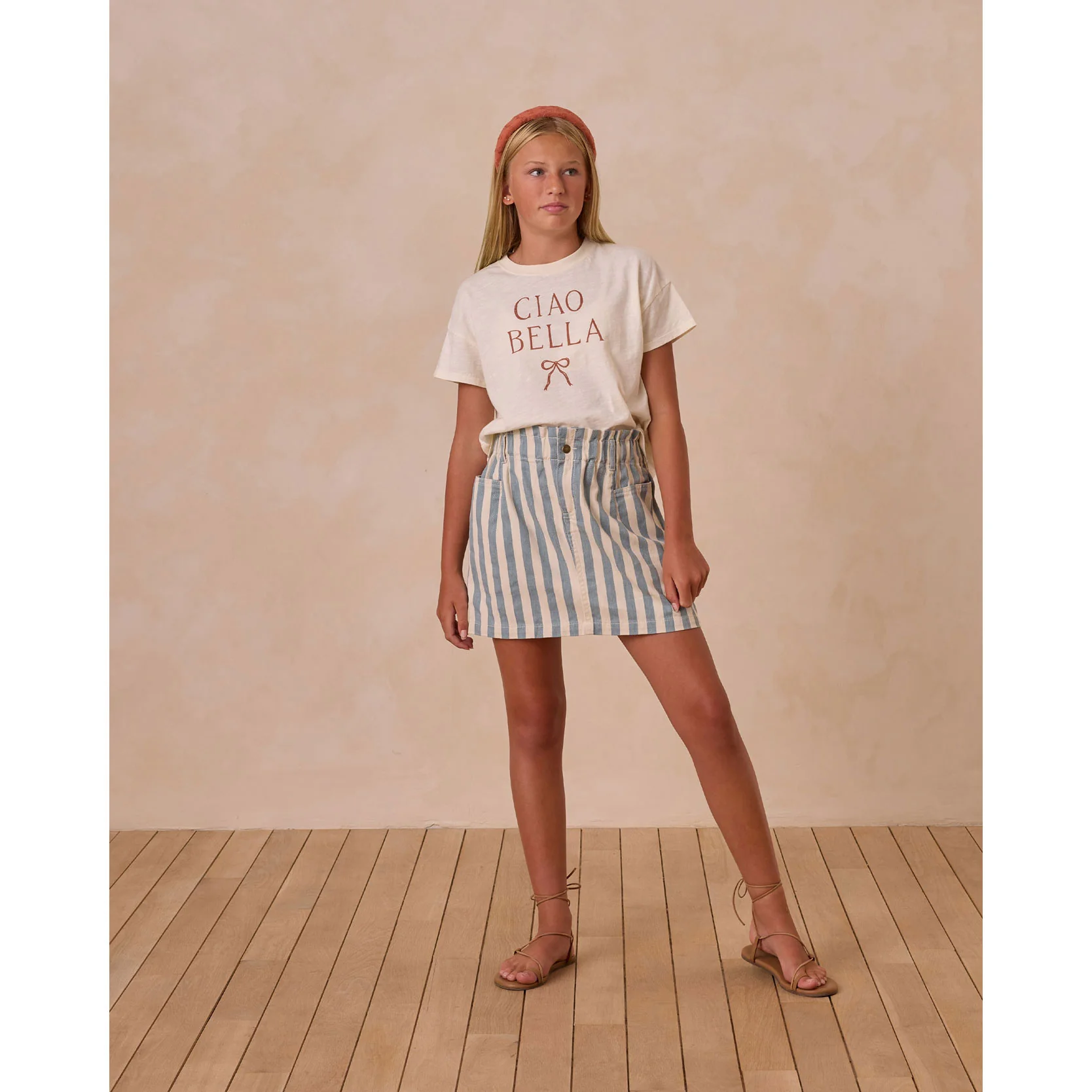 Rylee and Cru Ocean Stripe Denim Mini Skirt