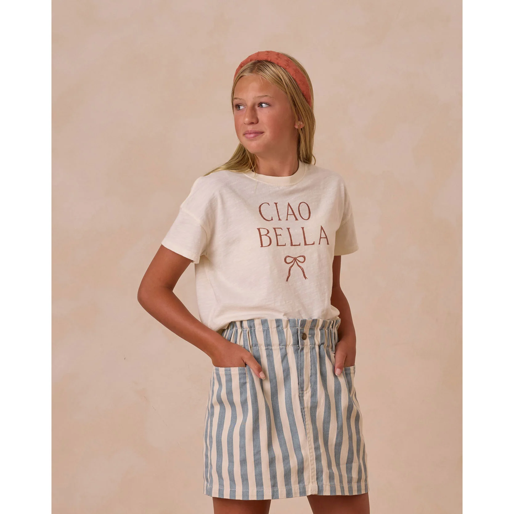 Rylee and Cru Ocean Stripe Denim Mini Skirt - Image 2