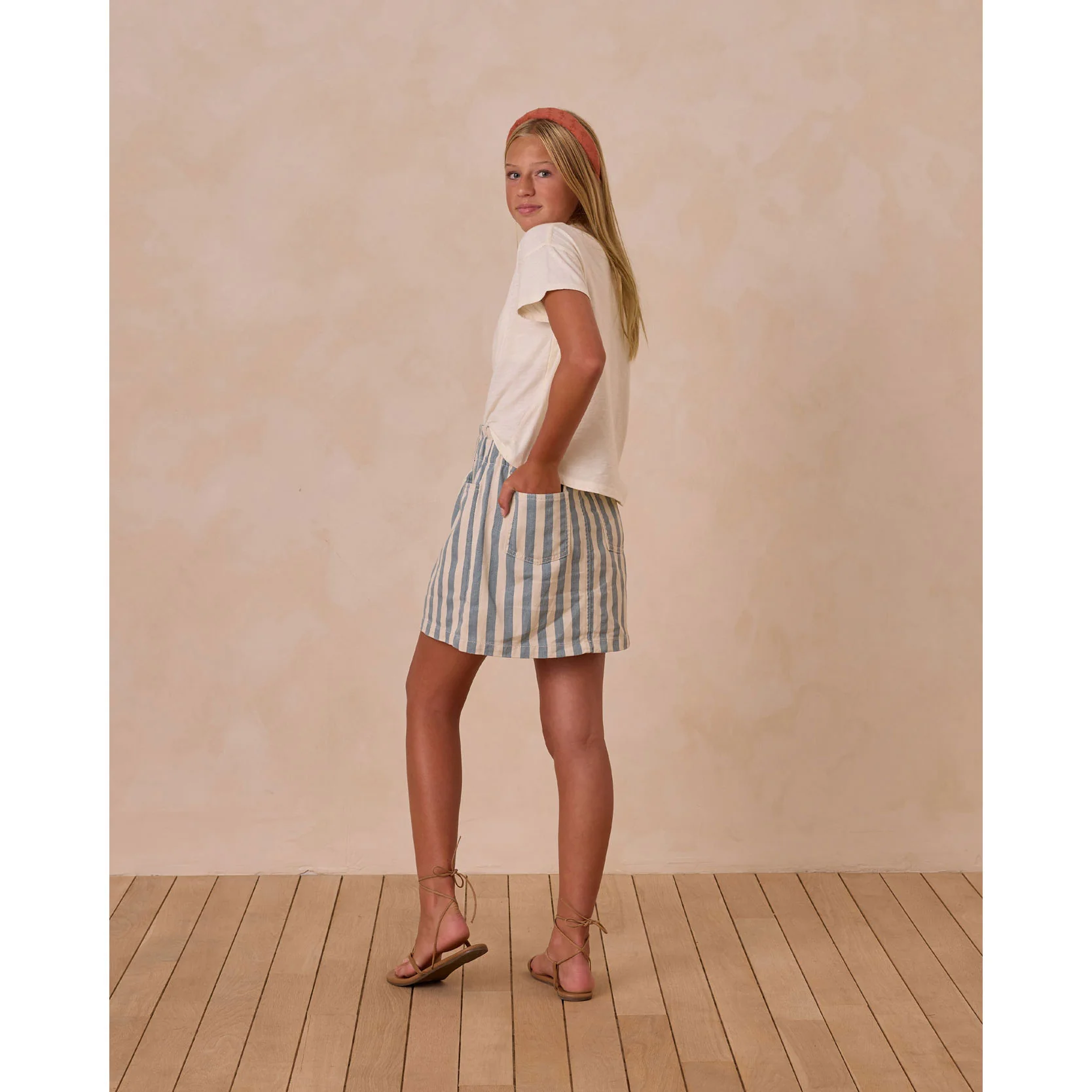 Rylee and Cru Ocean Stripe Denim Mini Skirt - Image 3