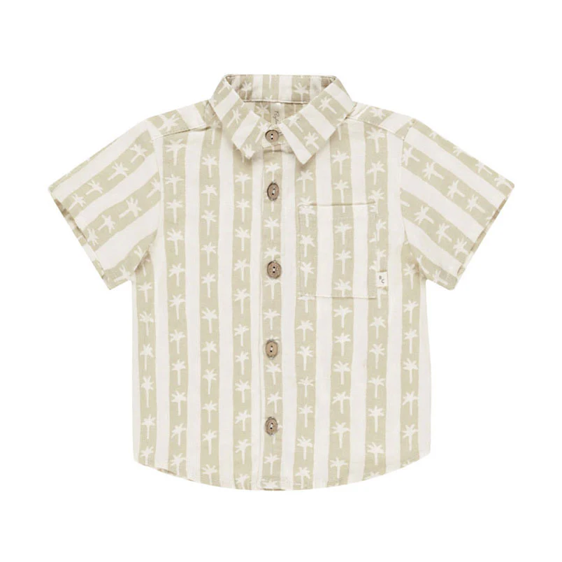 Rylee and Cru Palm Stripe Collared Shirt