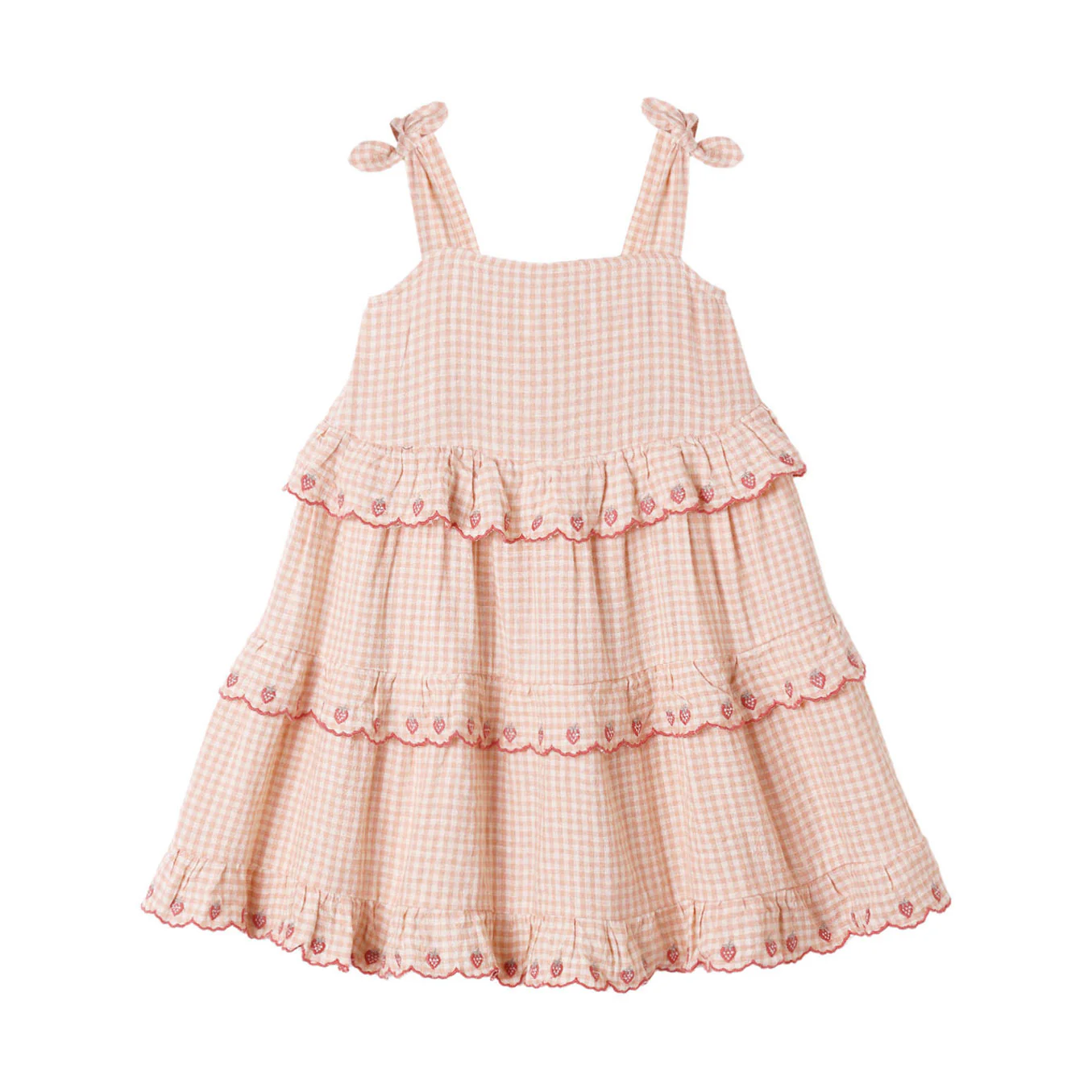 Rylee and Cru Petal Gingham Ruffled Swing Dress